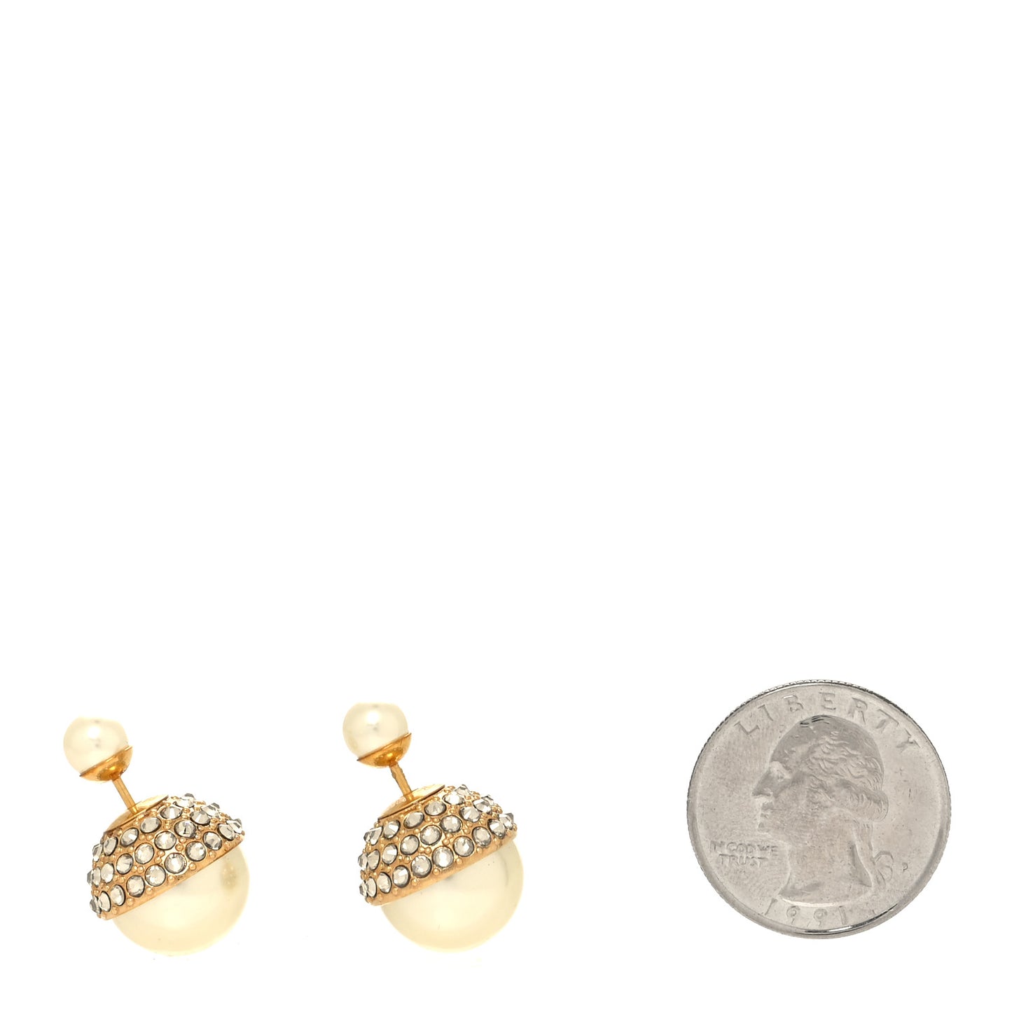 Crystal Pearl Dior Tribales Earrings Gold