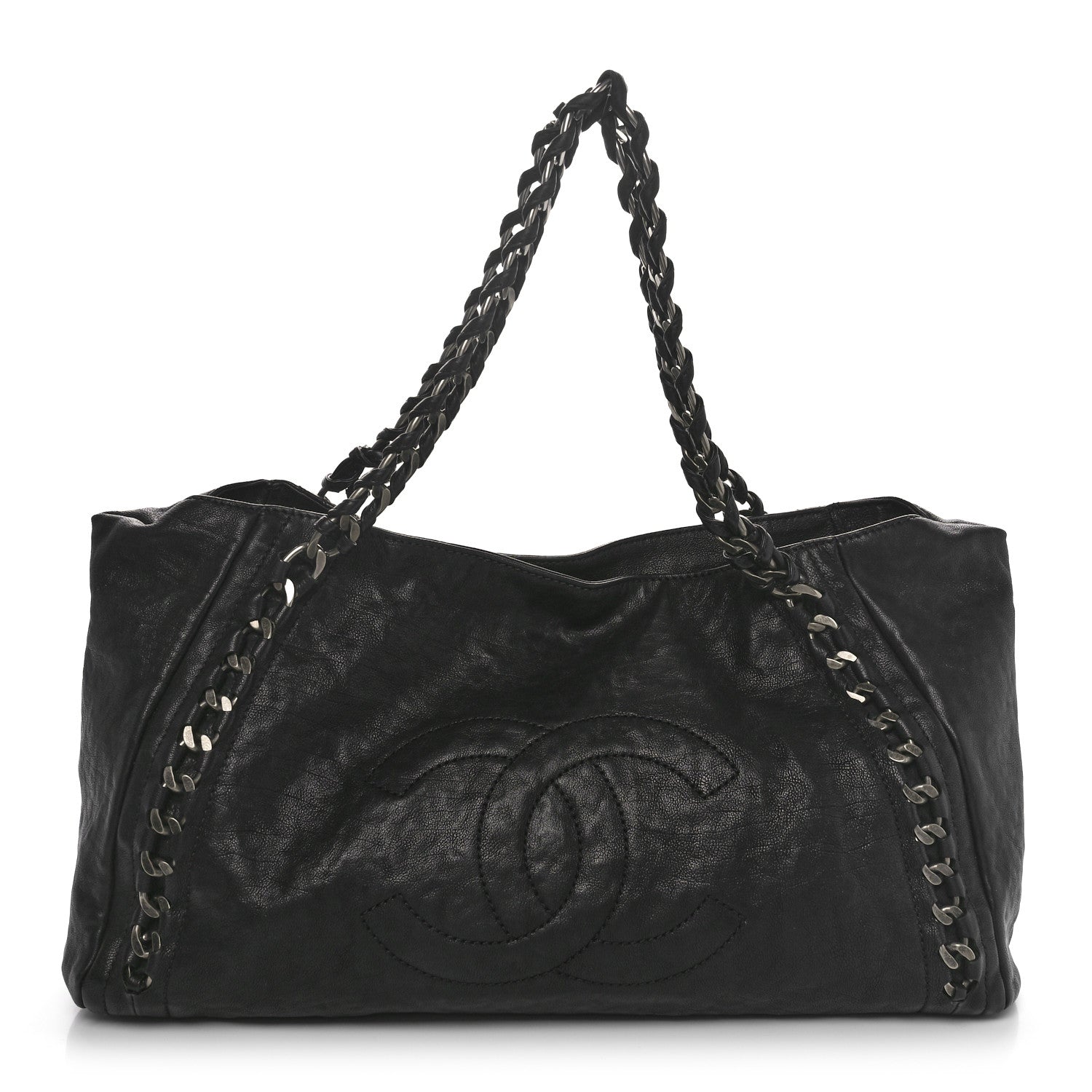 Chanel Glazed Calfskin East West Modern Chain Tote Black 1 of 9