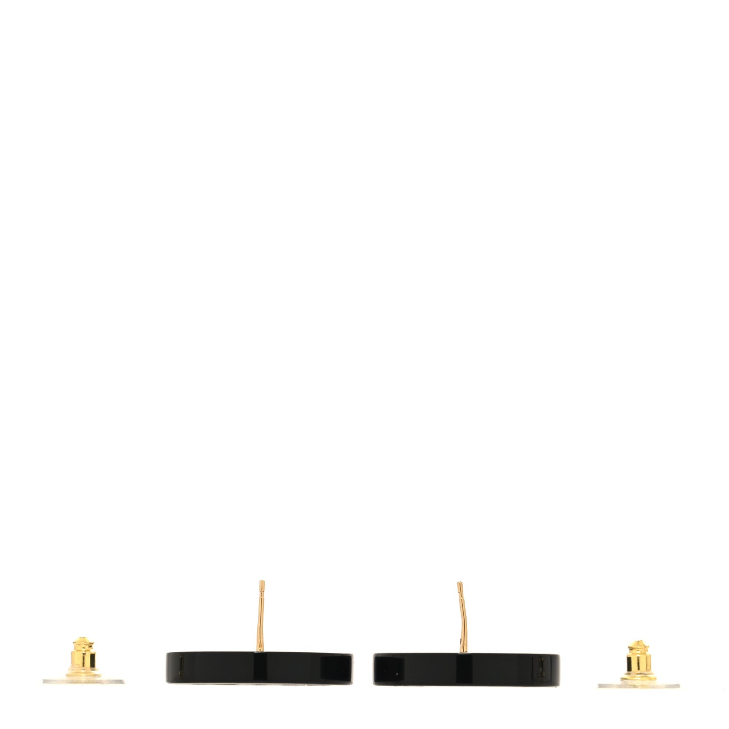 Resin CC Round Earrings Gold Black