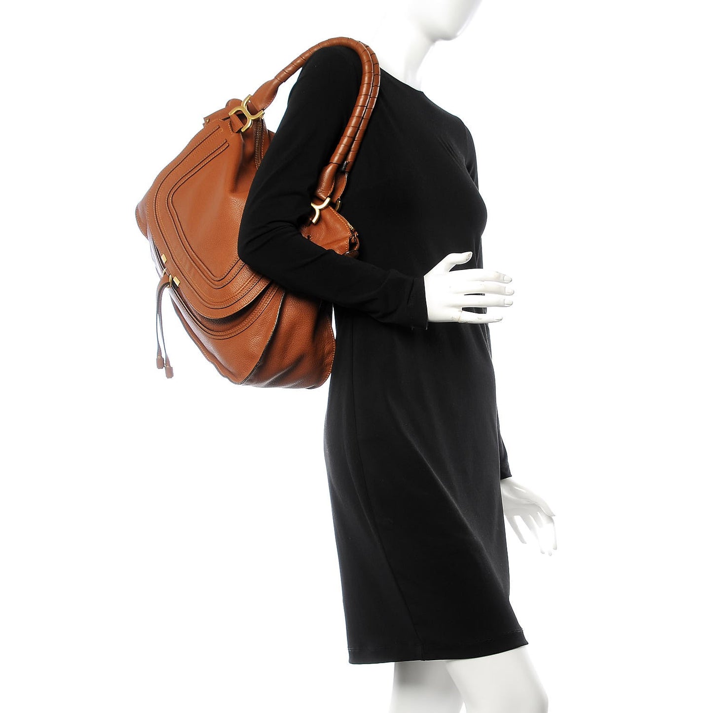 Calfskin Large Marcie Satchel Tan