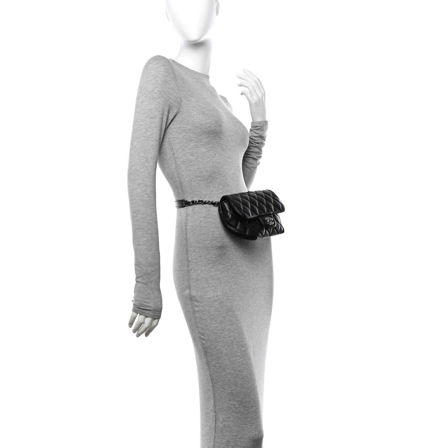 Chanel Calfskin Quilted CC Uniform Flap Belt Bag Black 2 of 14