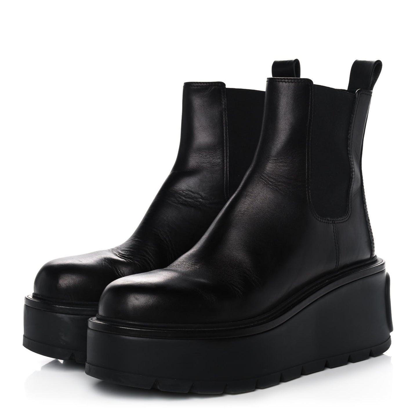 Calfskin VLOGO Uniqueform Chelsea 55/85mm Flatform Ankle Boots 41 Black