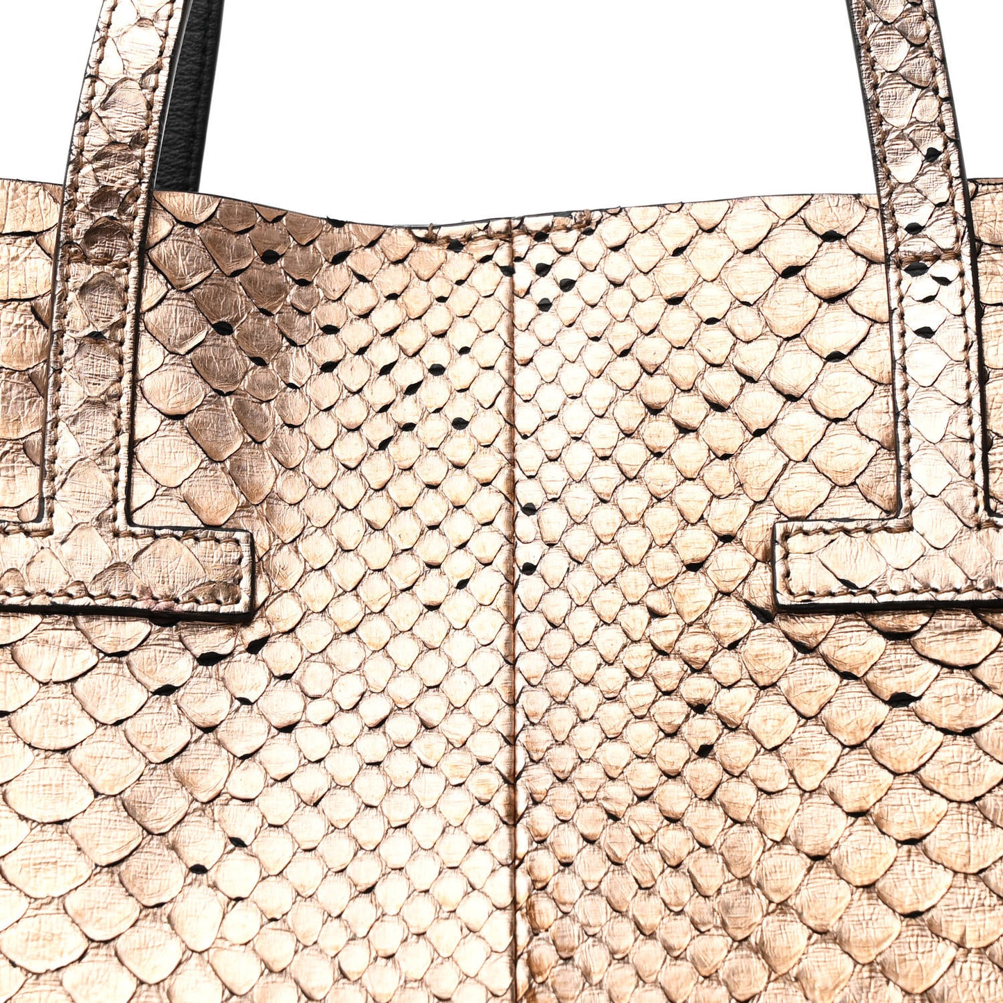Metallic Snakeskin Small T Tote Gold