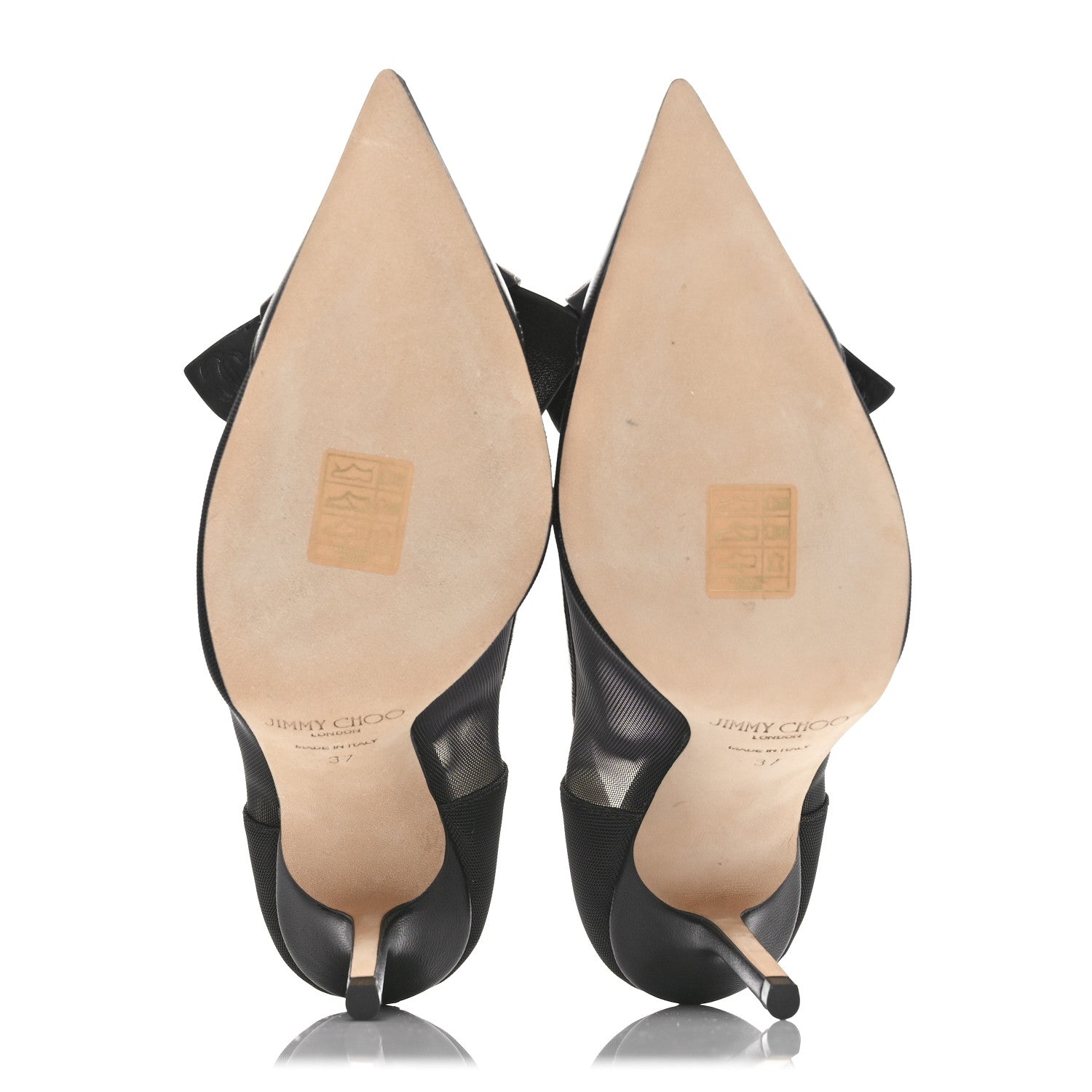Jimmy Choo Mesh Calfskin Lani Bow 100 Pumps 37 Black 5 of 7