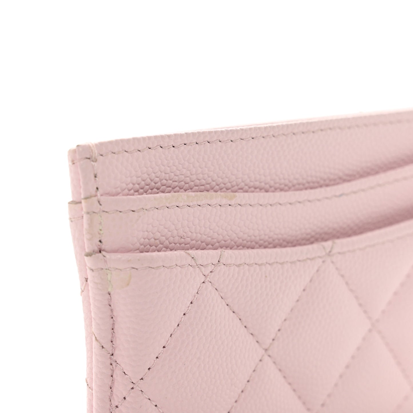 Caviar Quilted Card Holder Light Pink