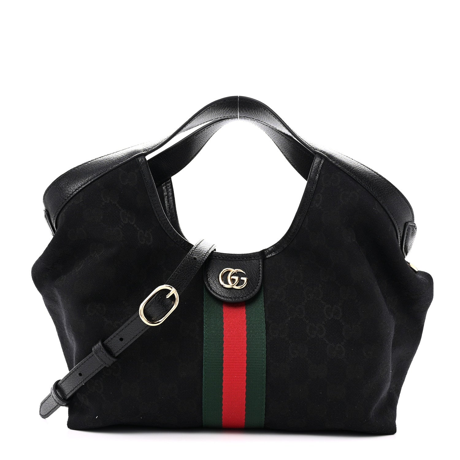 Gucci Denim GG Monogram Web Small Giglio Tote Black 1906210