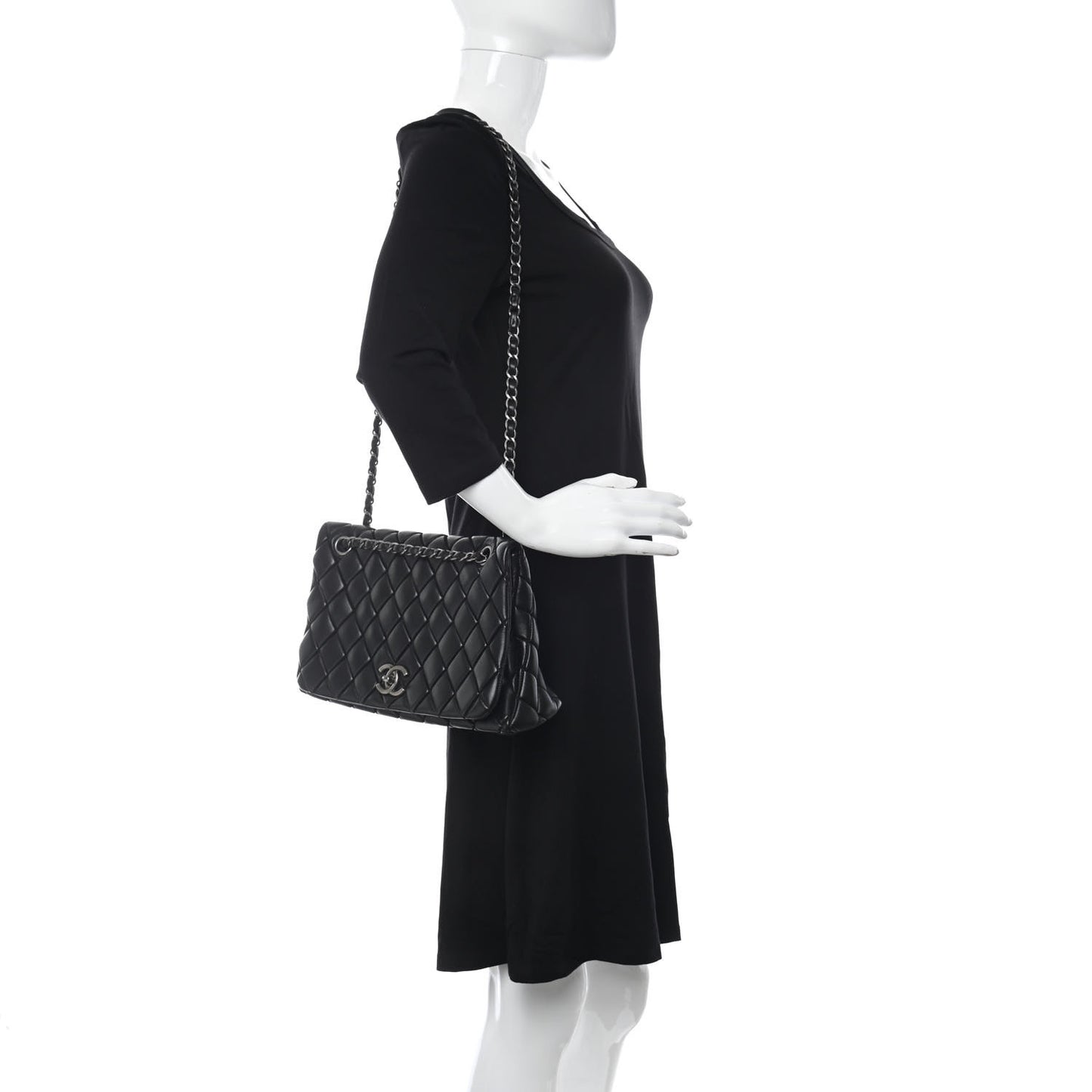 Lambskin Large New Bubble Flap Black