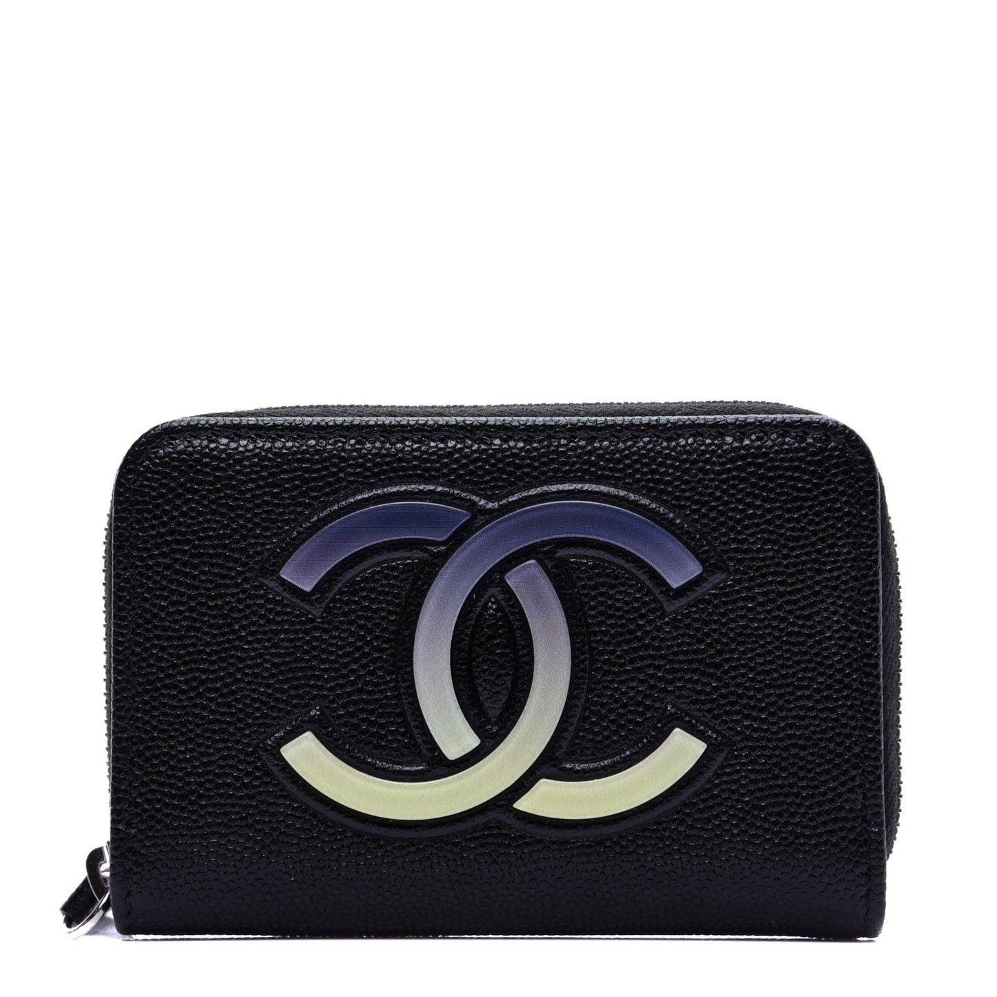 Caviar CC Small Zip Around Coin Purse Black Blue Green