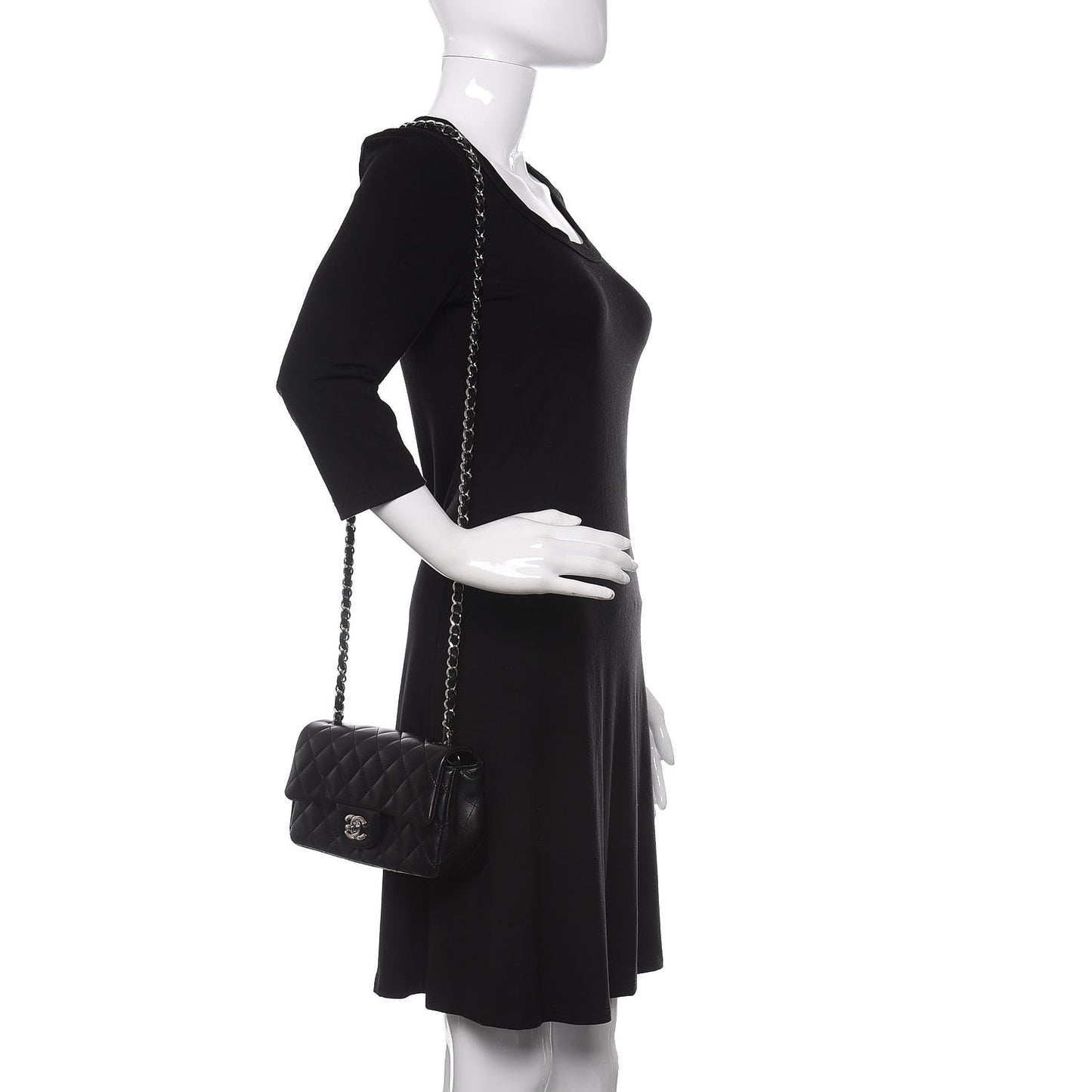 Lambskin Quilted Mini Rectangular Flap Black