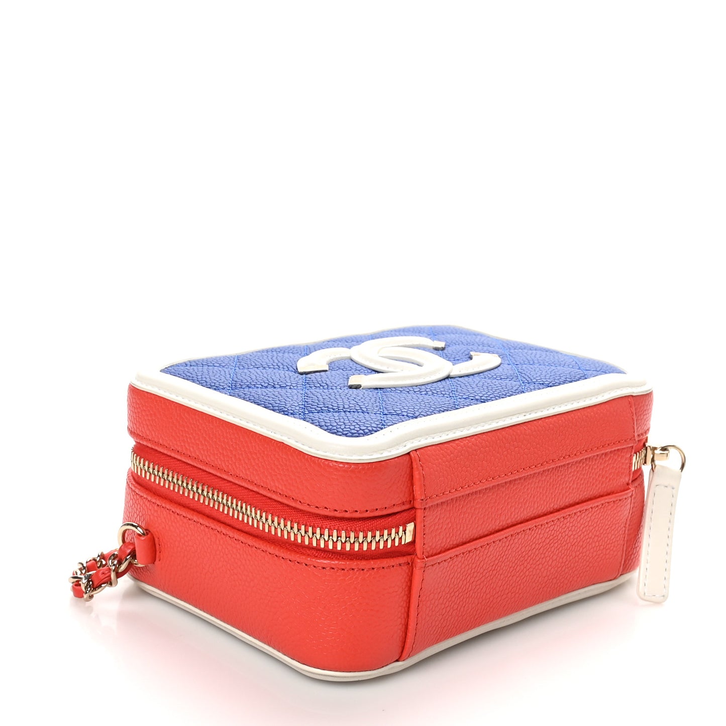Caviar Quilted Small CC Filigree Vanity Case Blue White Red