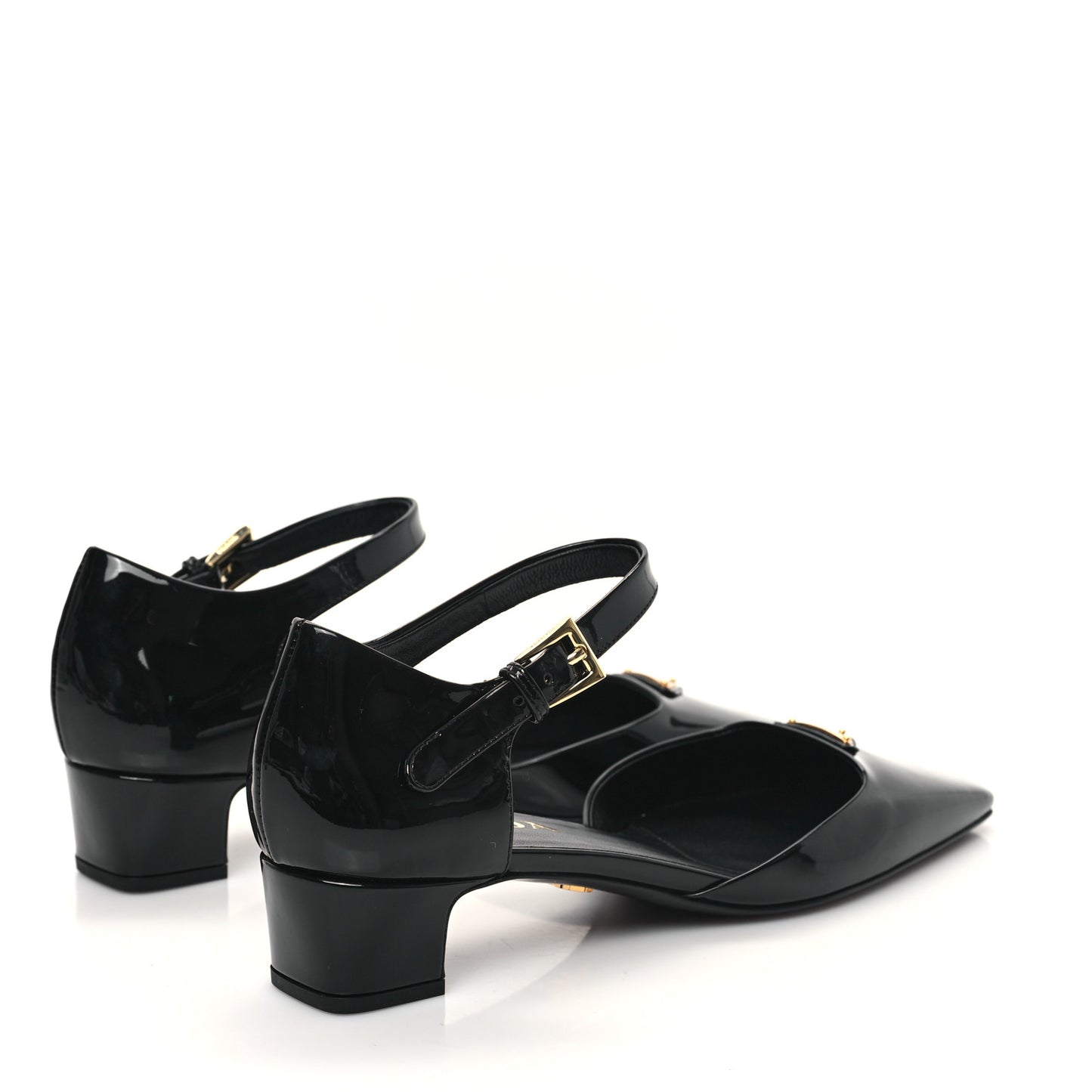Patent Triangle Squared Toe 35mm Pumps 38 Black