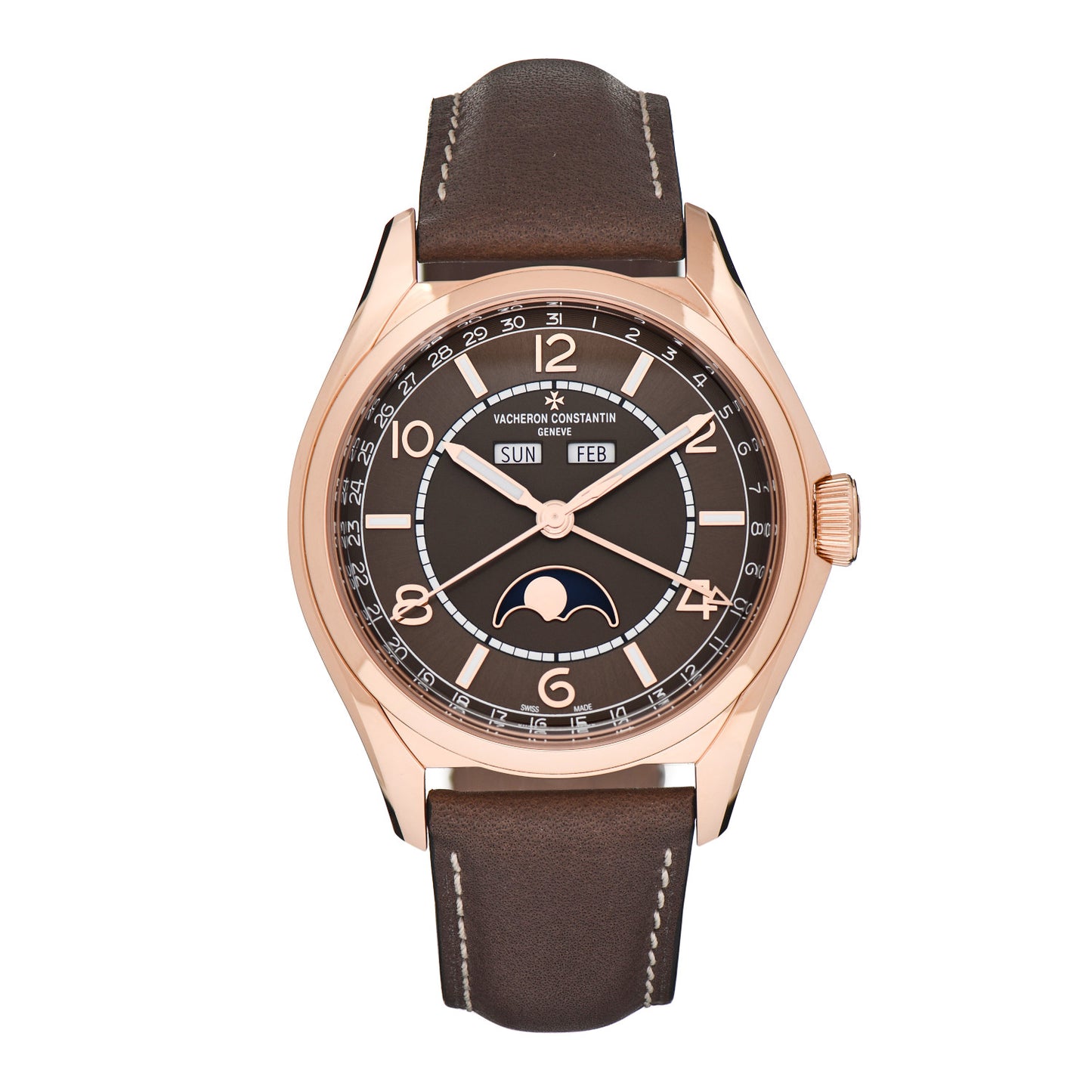 18K Pink Gold Calfskin 40mm Fiftysix Automatic Watch Brown 4000E/000R-B065