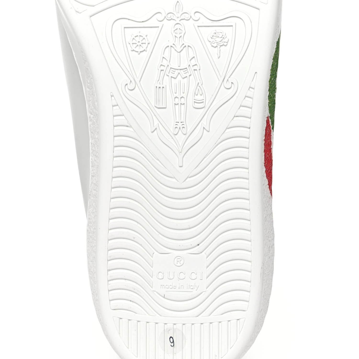 Gucci Calfskin Interlocking G Mens New Ace Sneakers 9 White Red Flame Green 7 of 9