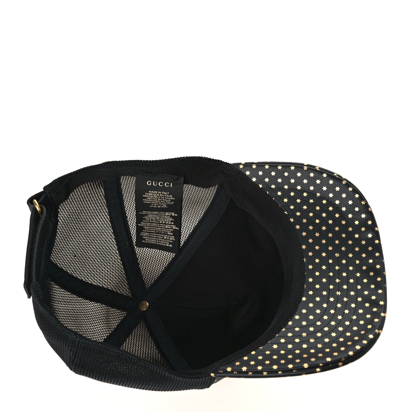 X SEGA Calfskin GUCCY Stars Baseball Hat XL Black Gold