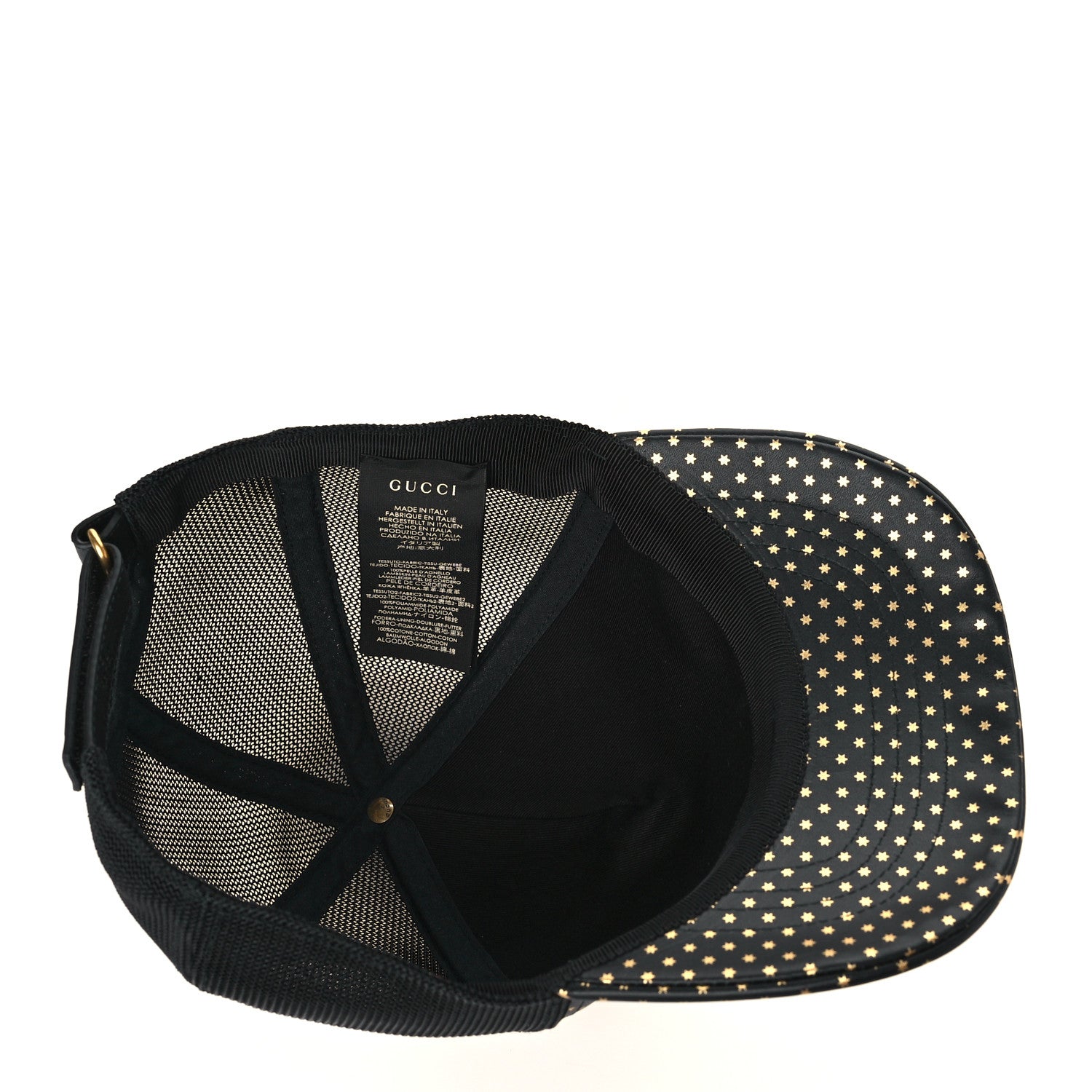 Gucci X SEGA Calfskin GUCCY Stars Baseball Hat XL Black Gold 6 of 8