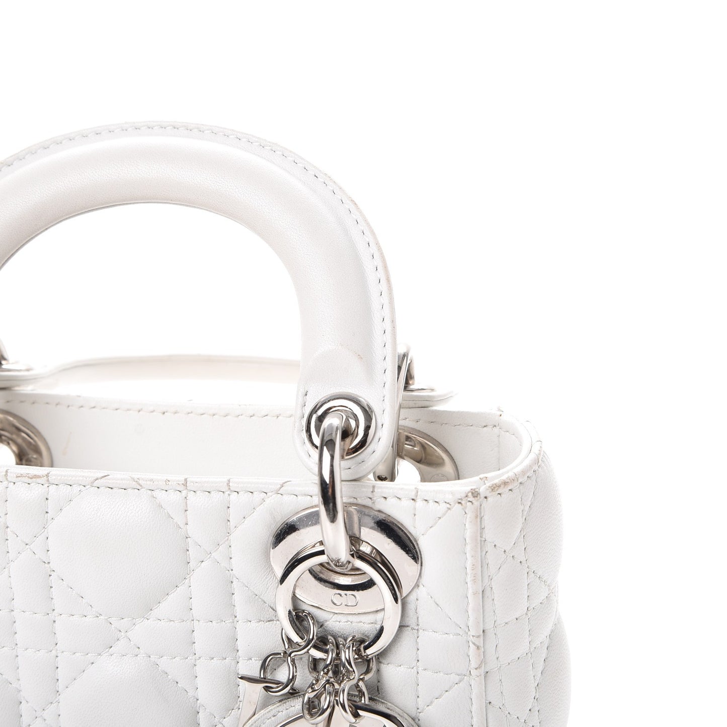 Lambskin Cannage Mini Lady Dior White