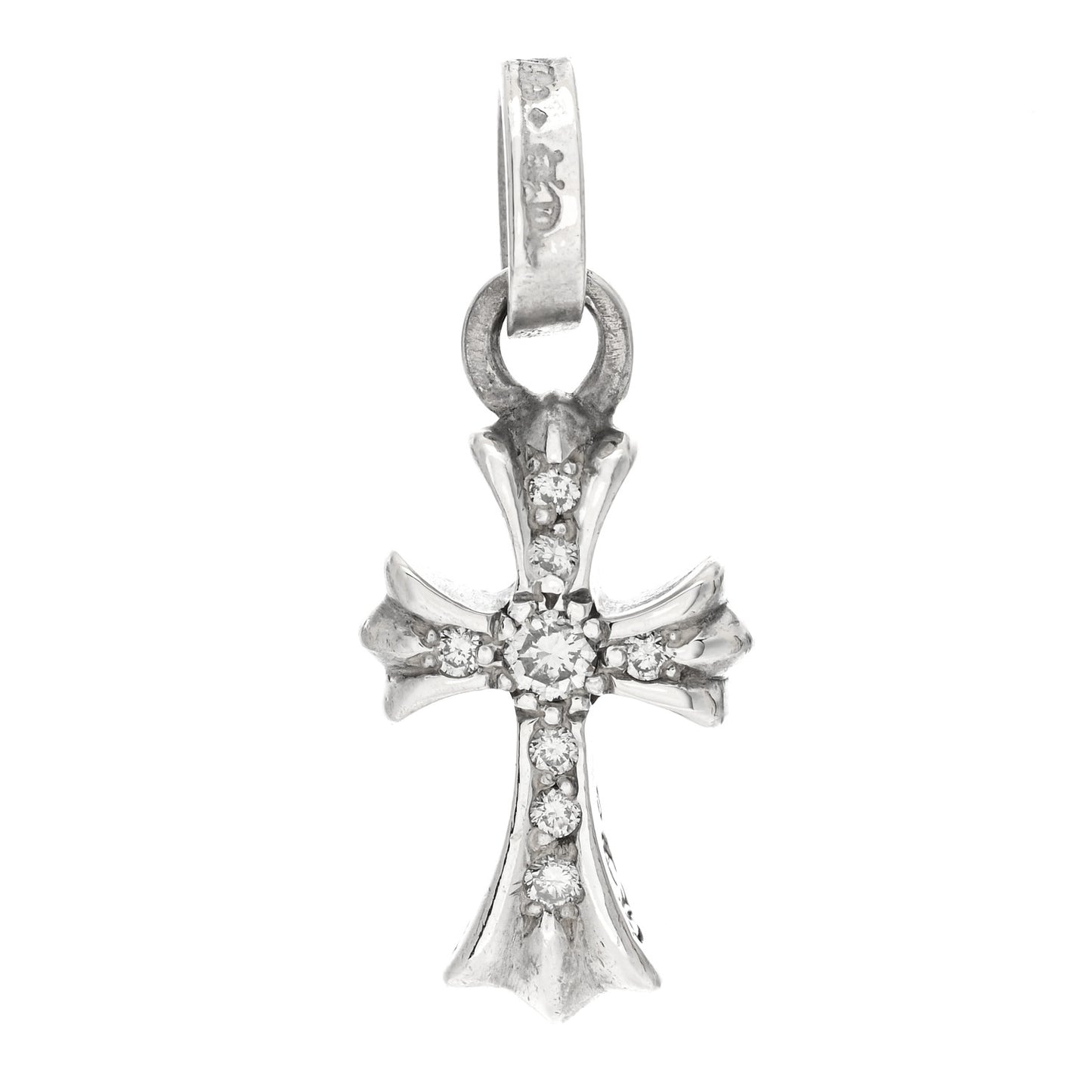 Sterling Silver Diamond Baby Fat Cross Pave Pendant