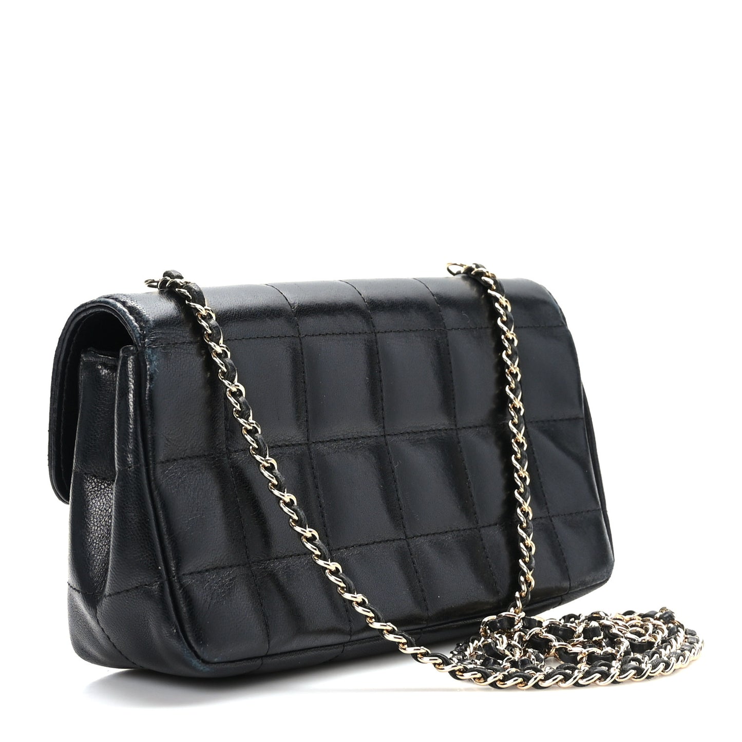 Lambskin Quilted Mini Chocolate Bar Flap Black