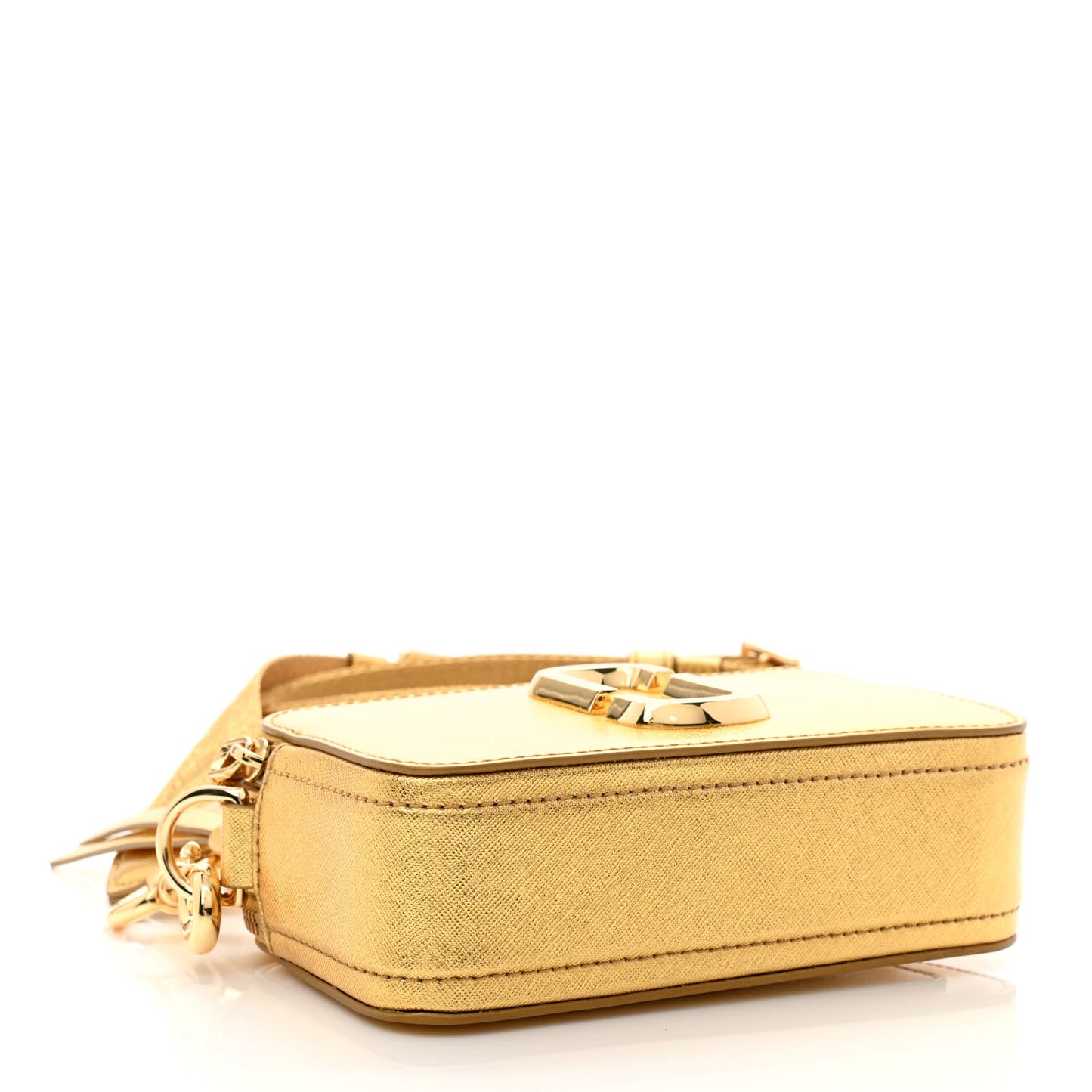 Metallic Saffiano Small Snapshot Camera Bag Gold