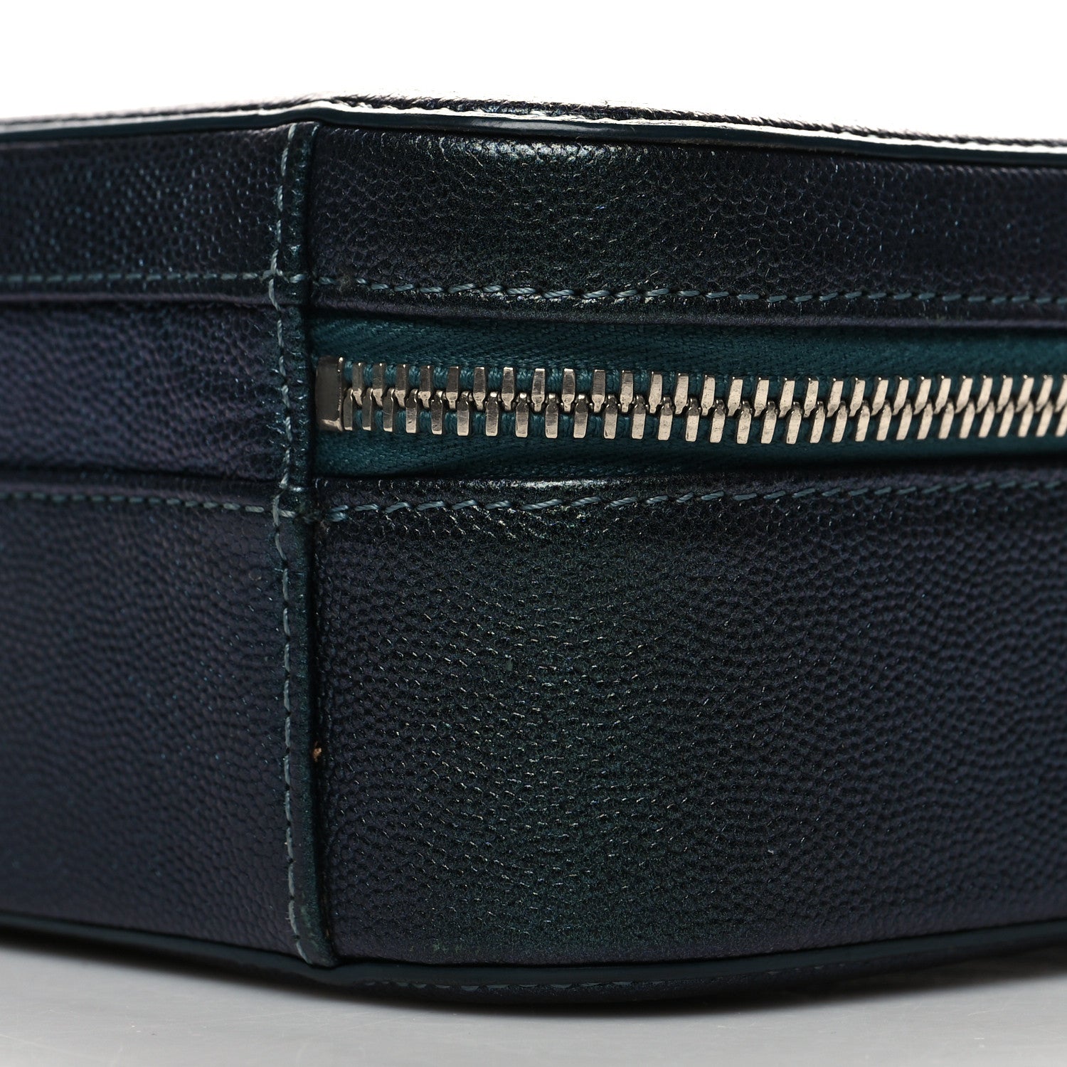 Chanel Iridescent Caviar Quilted Medium CC Filigree Vanity Case Dark Turquoise 10 of 11