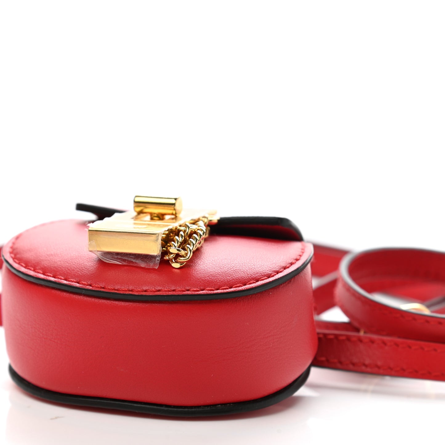 Shiny Calfskin Mini Drew Bracelet Bag Juicy Red