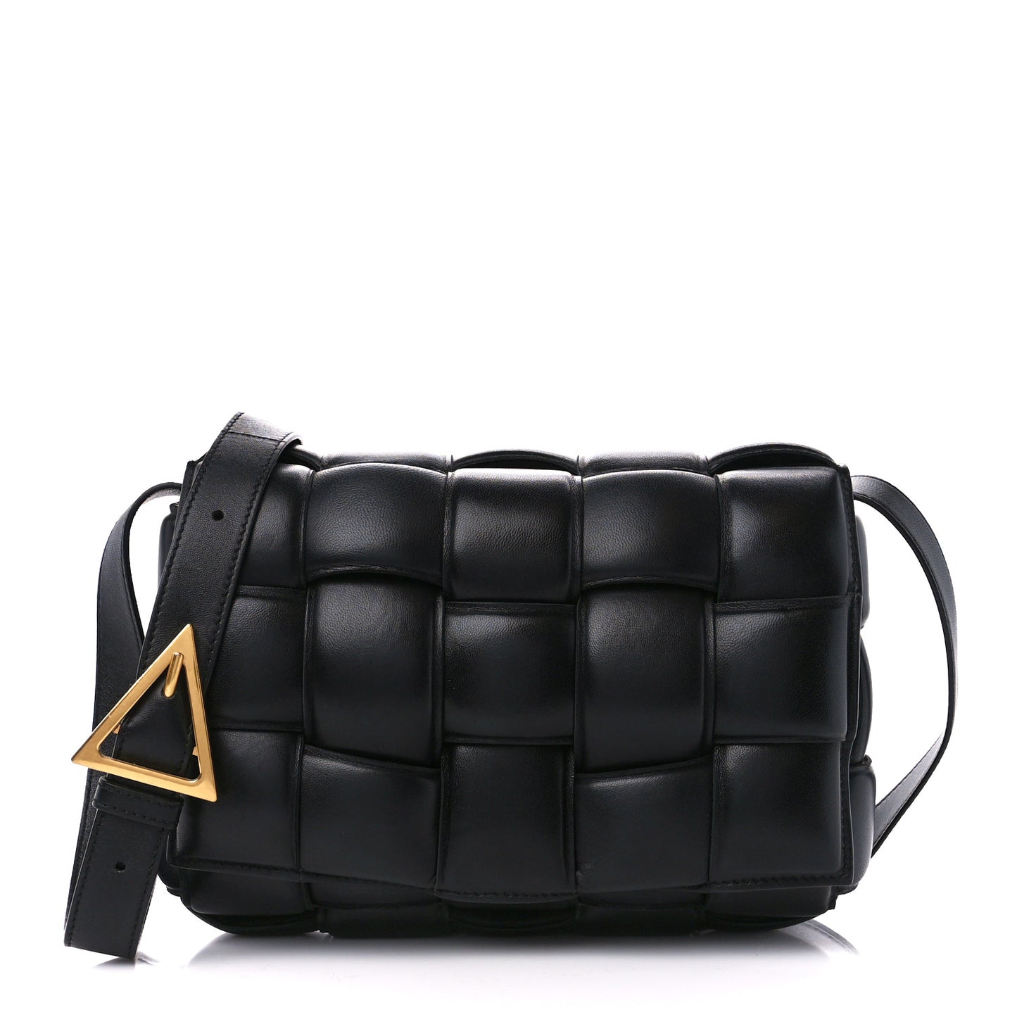 Nappa Maxi Intreccio Padded Cassette Crossbody Bag Black