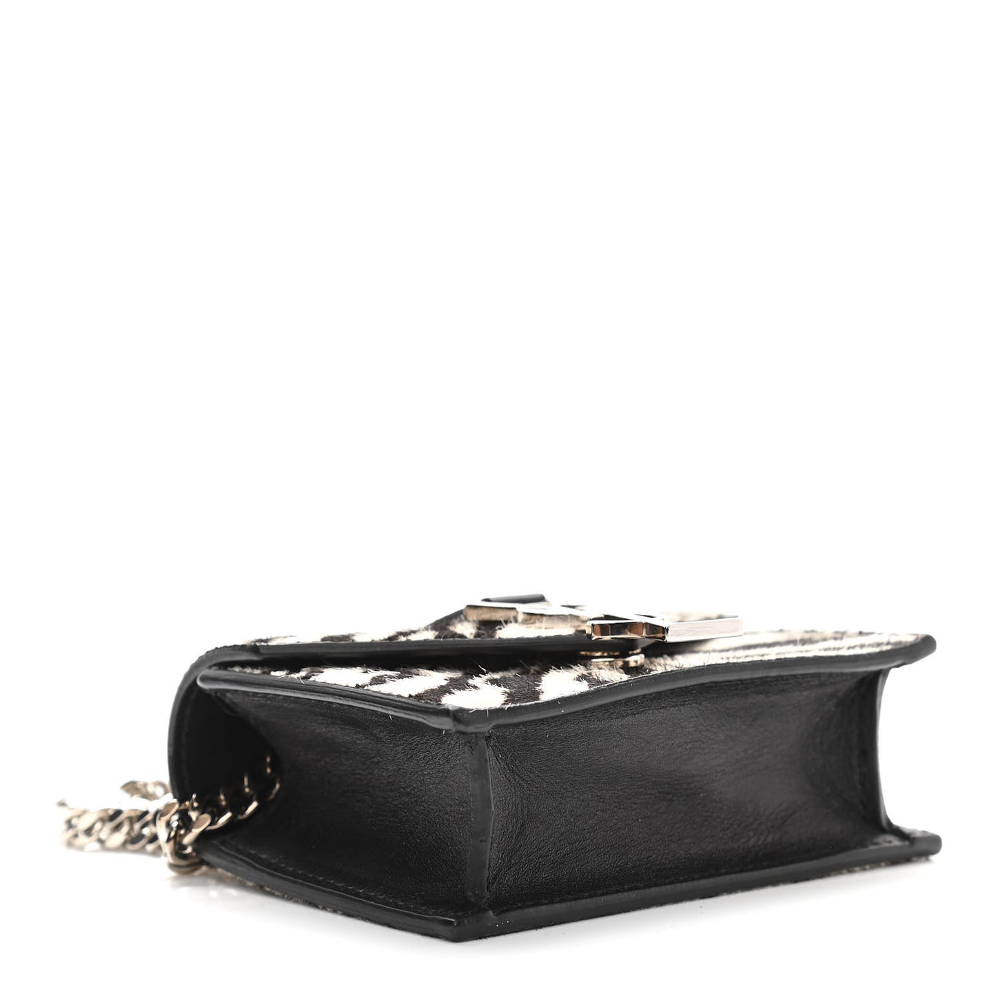 Calfskin Pony Hair Monogram Zebra Print Mini Candy Crossbody Black White