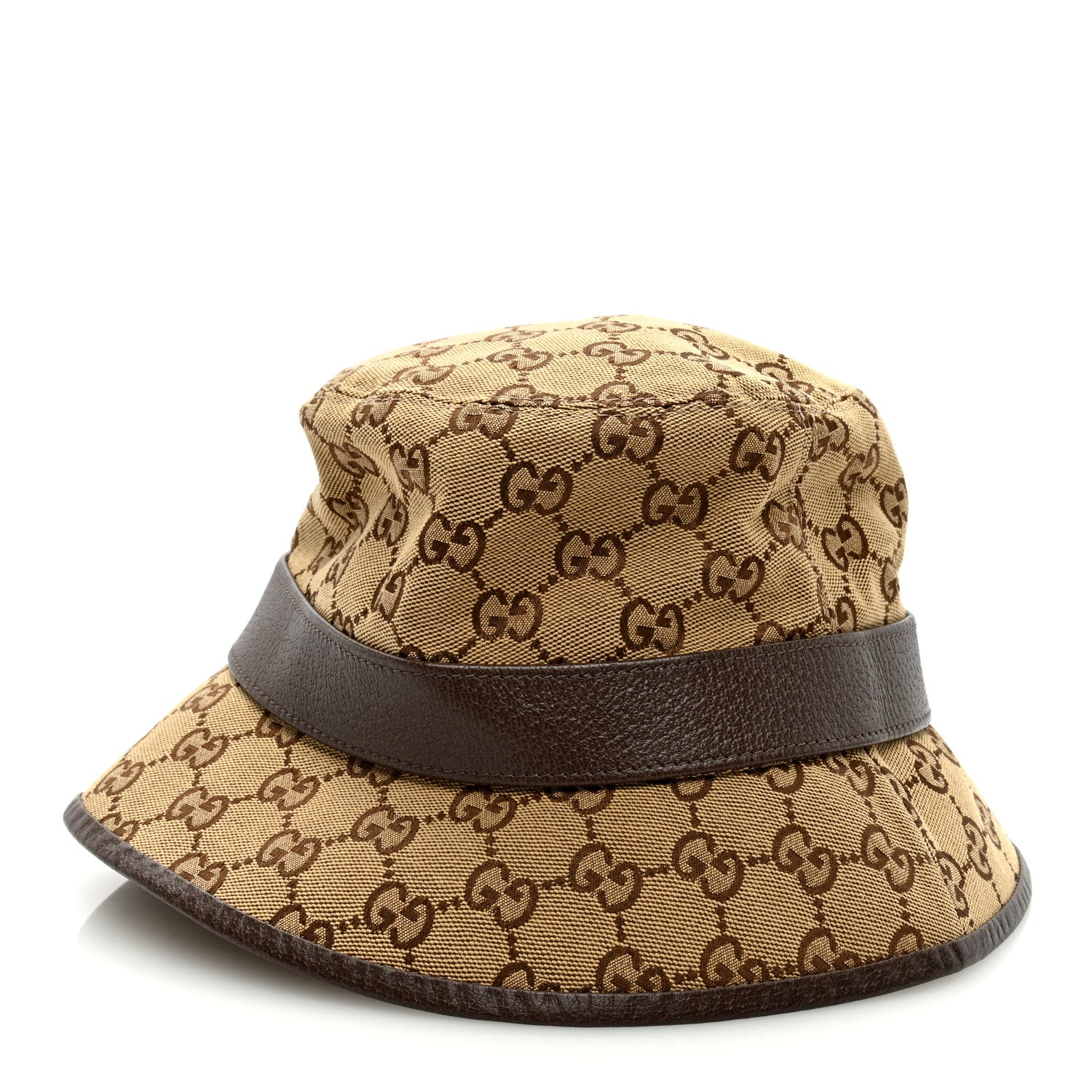 Gucci Monogram Textured Dollar Calfskin GG Jago Bucket Hat M Cacao Beige 3 of 7