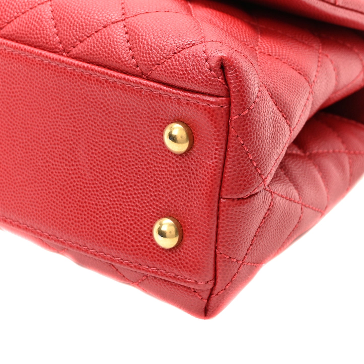 Caviar Quilted Mini Coco Handle Flap Red