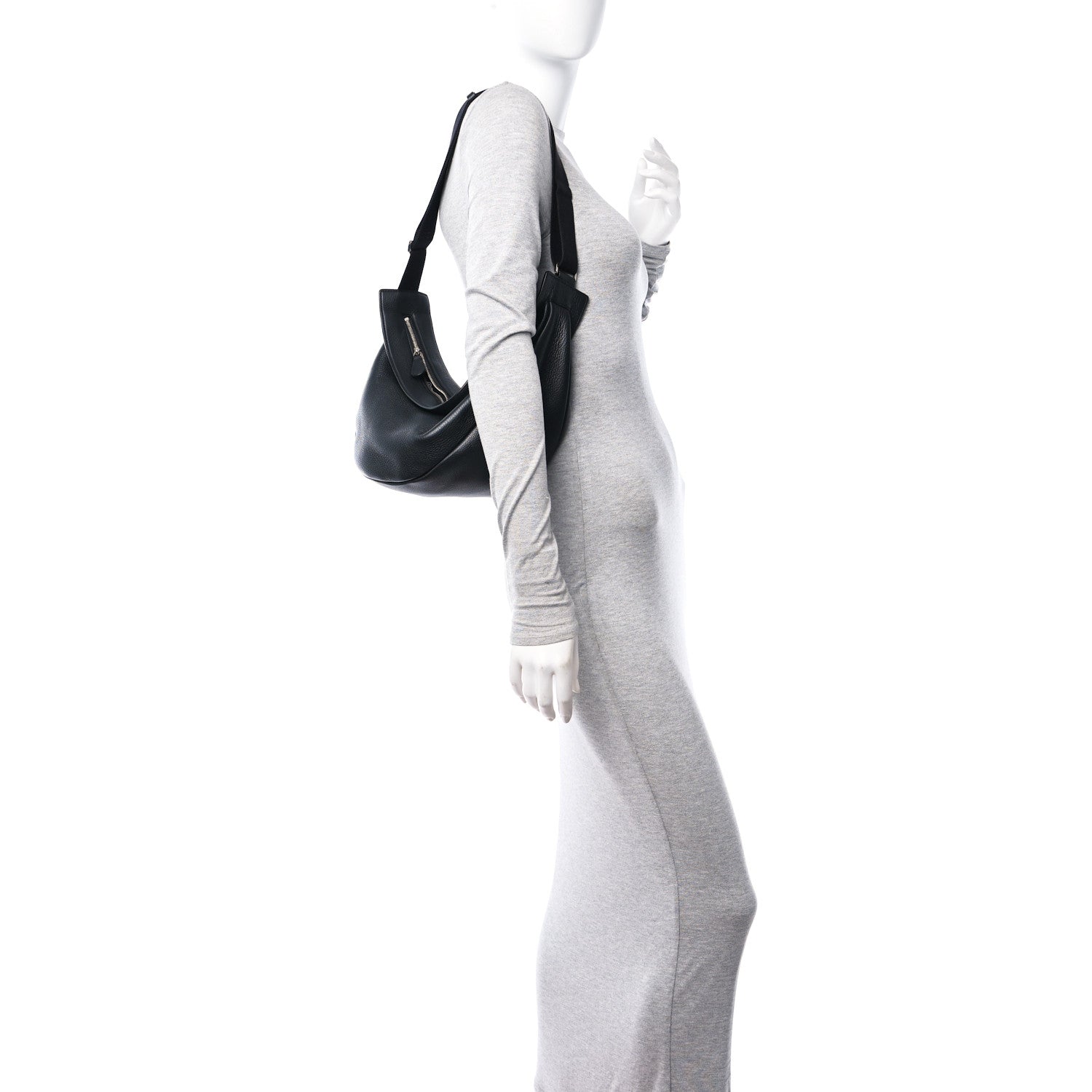 The Row Grained Calfskin Large Slouchy Banana Bag Black 2 of 9