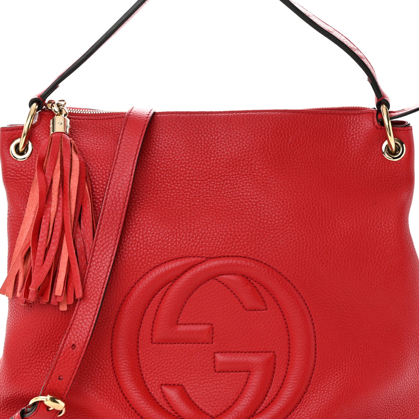 Pebbled Calfskin Large Soho Hobo Tabasco Red