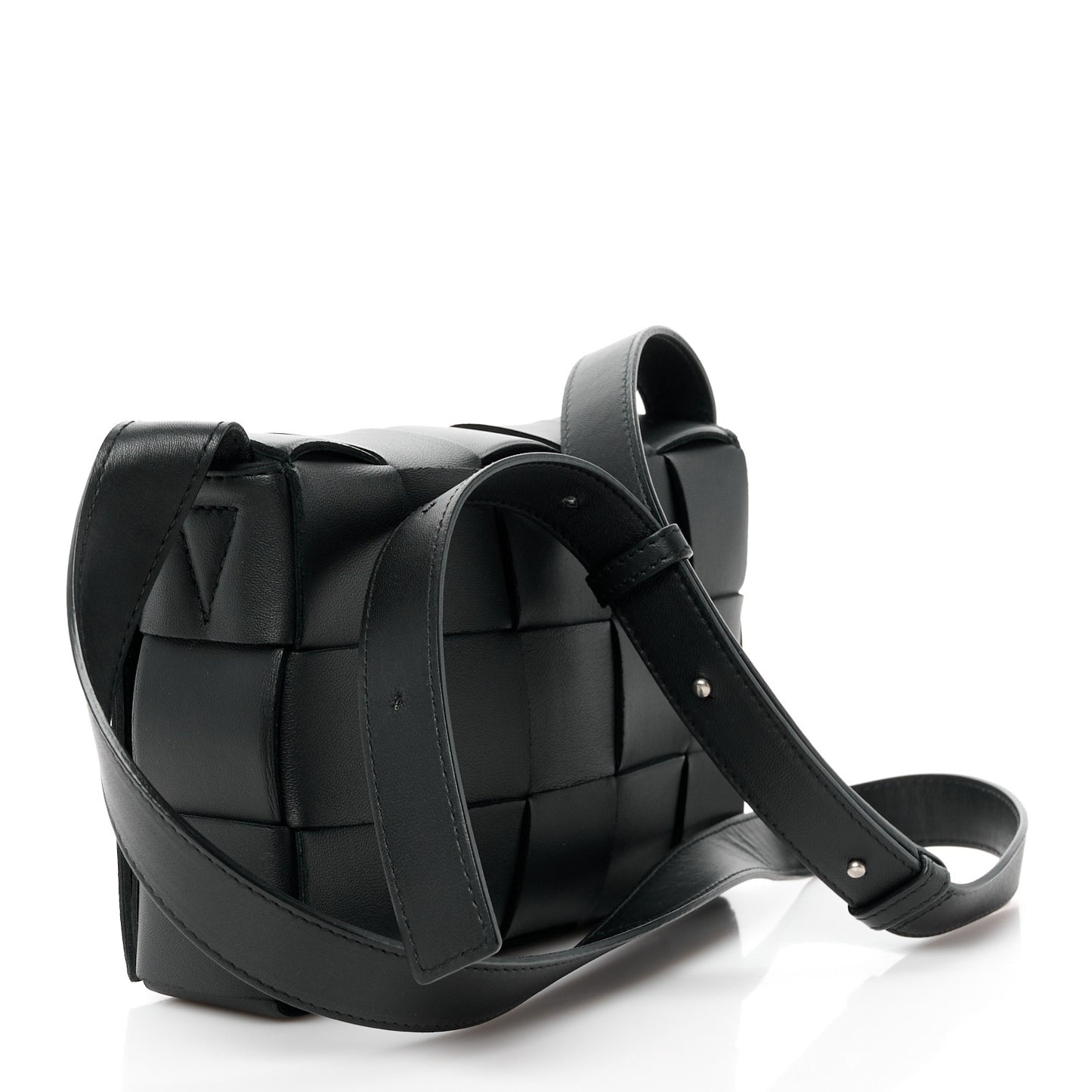Lambskin Maxi Intrecciato Cassette Crossbody Bag Black