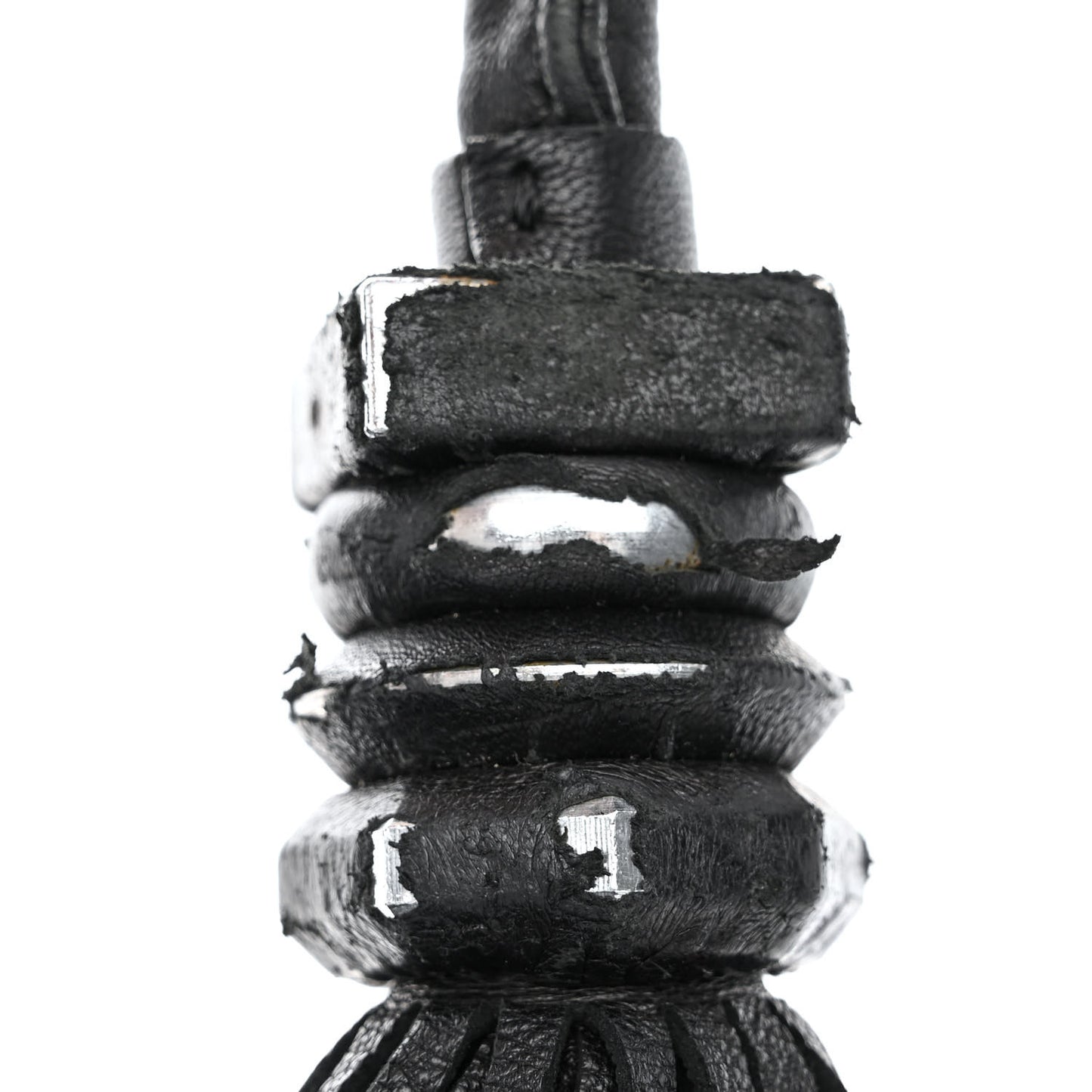 Lambskin Plated Fringed Tinzita Shoulder Bag Black