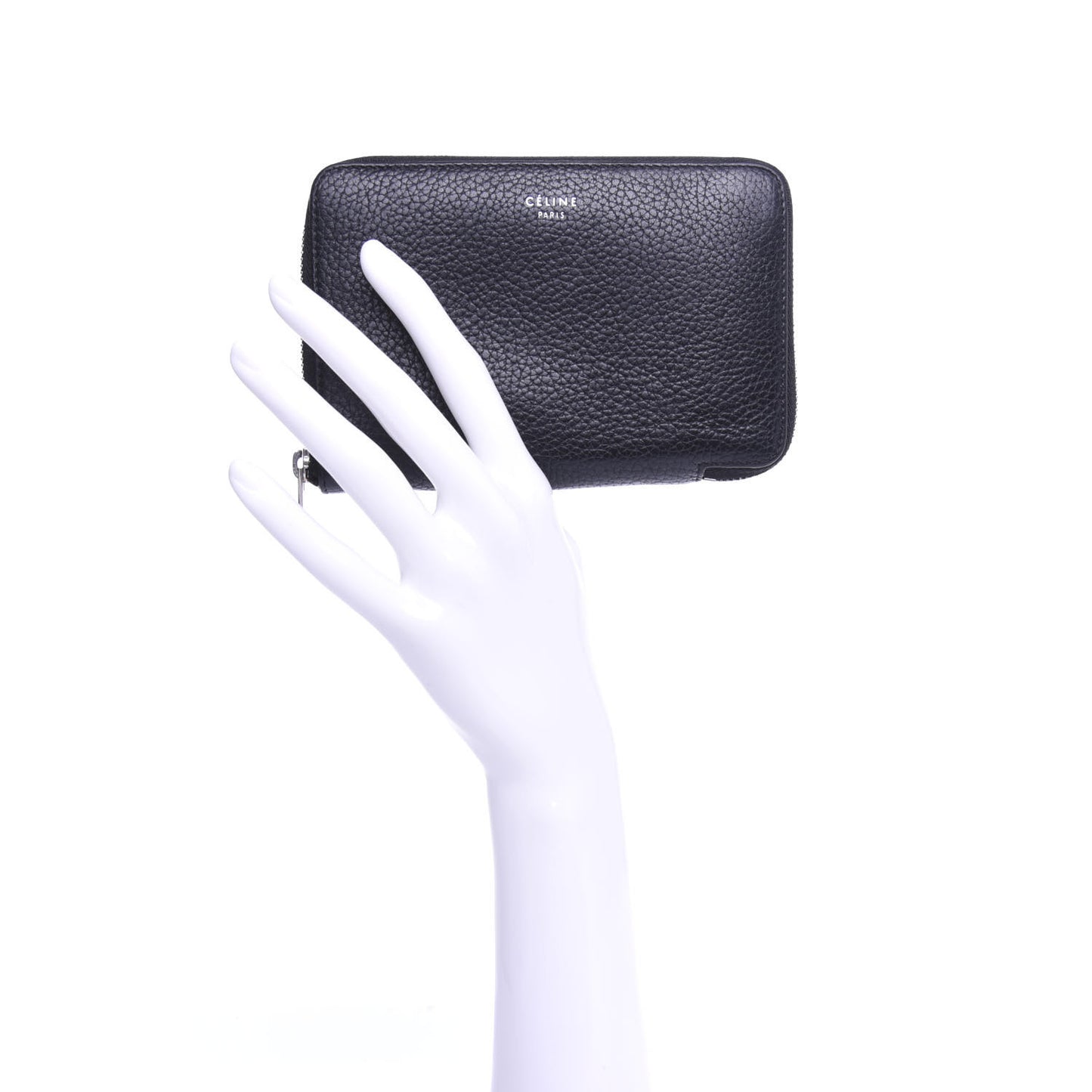 Drummed Calfskin Zip Around Multifunction Wallet Black Citron