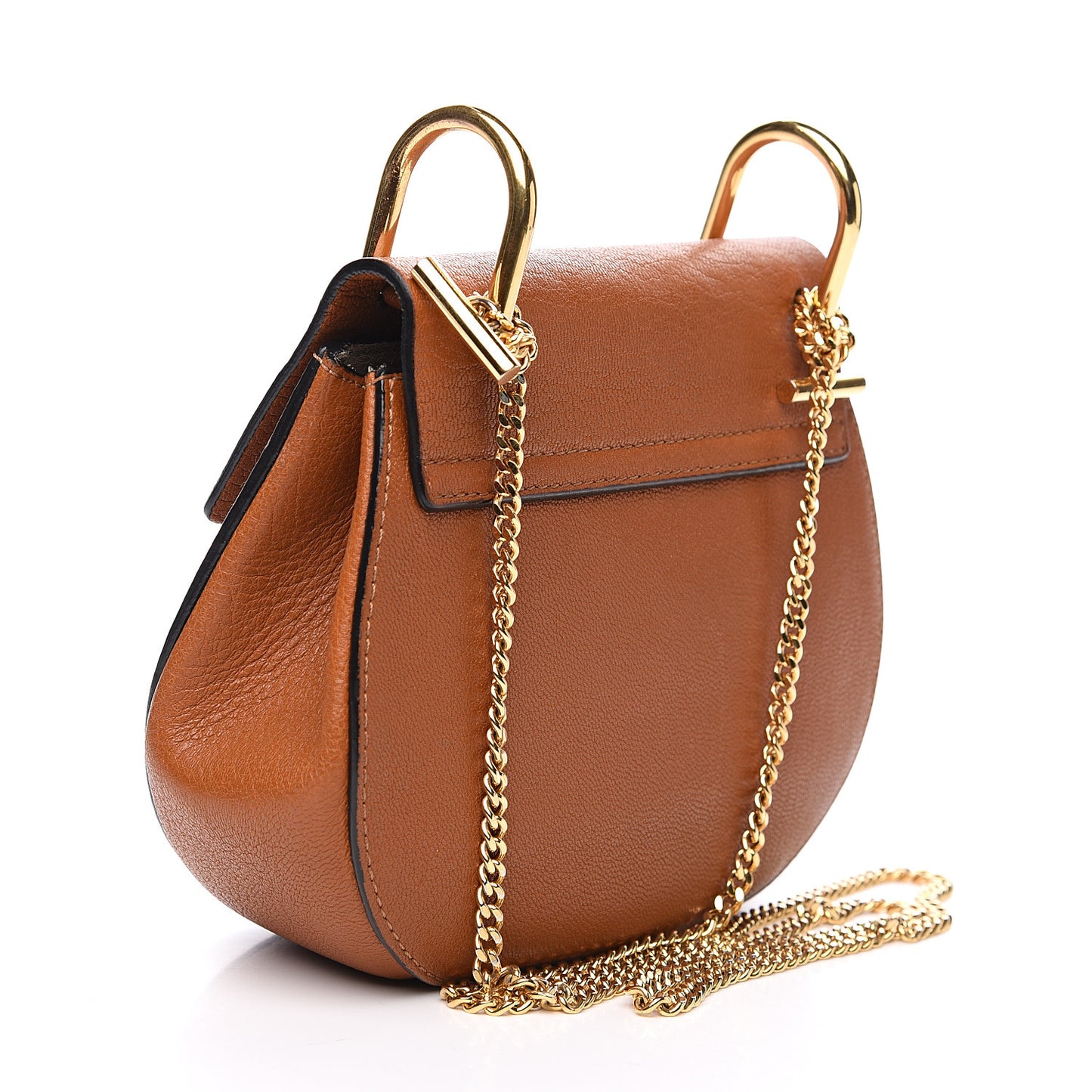 Grained Lambskin Mini Drew Shoulder Bag Caramel