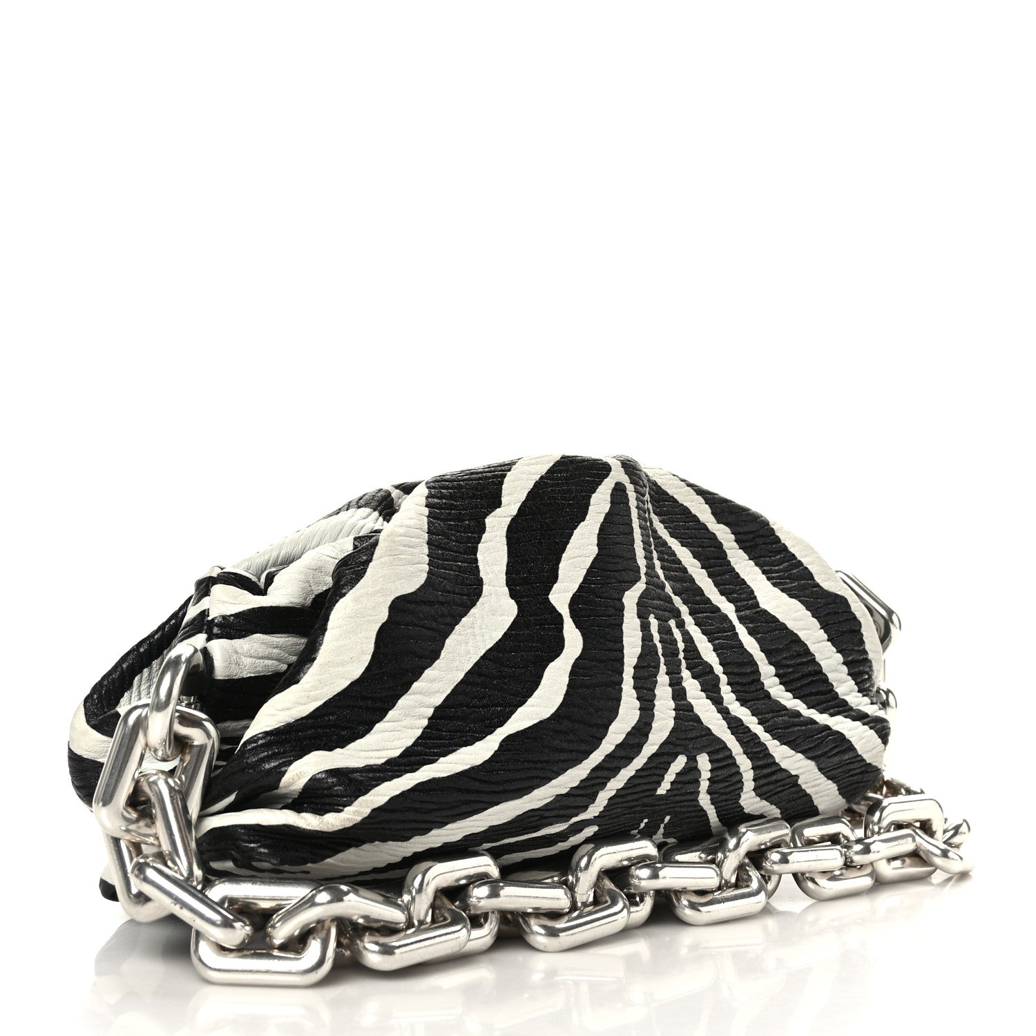 Bottega Veneta Nappa Zebra Print The Pouch Oversized Clutch White Black 3 of 10