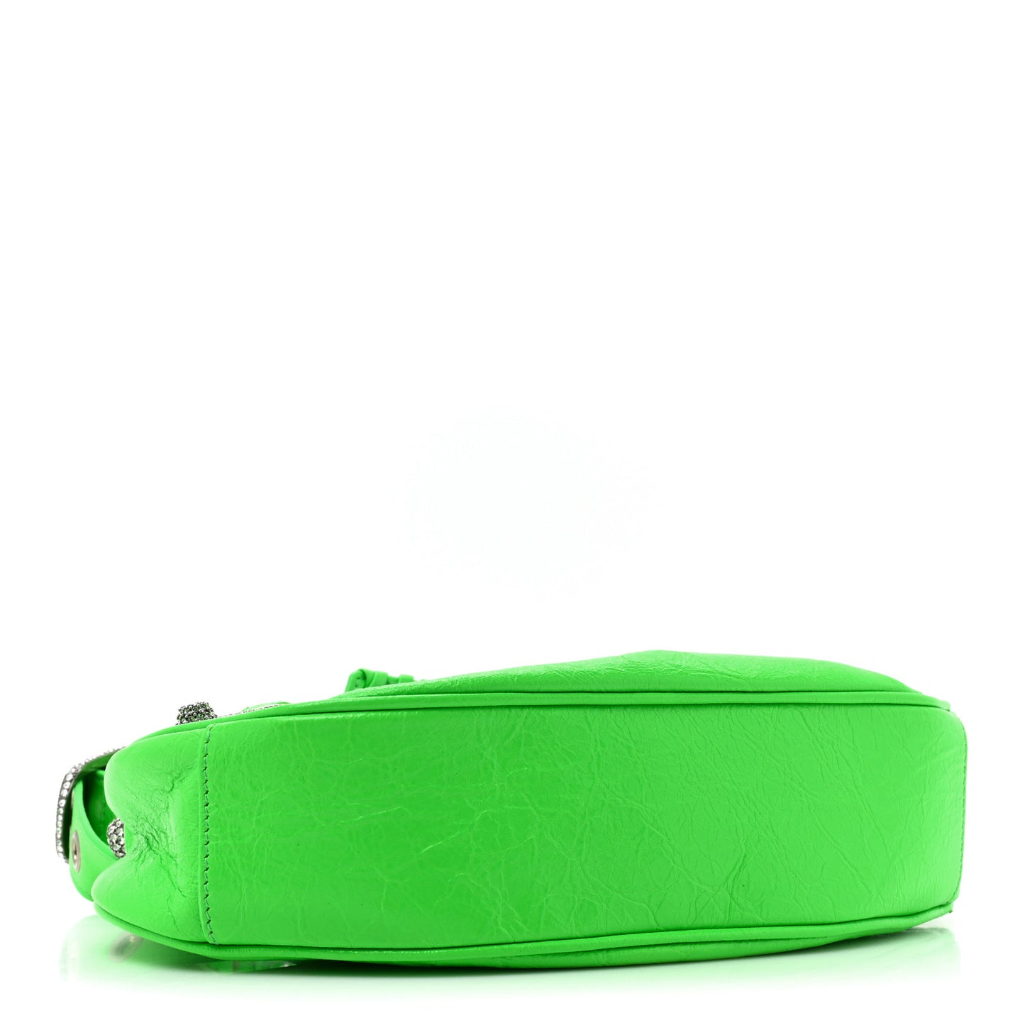 Agneau Arena Crystal Le Cagole Shoulder Bag XS Fluo Green