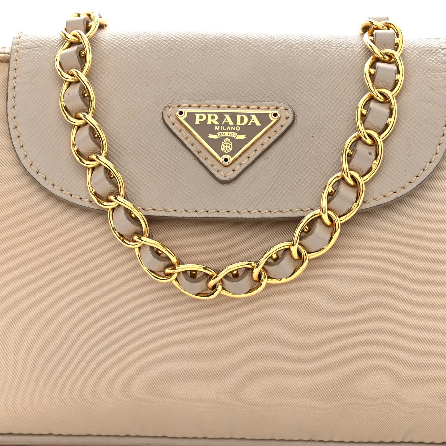Tessuto Nylon Saffiano Crossbody Bag Talco
