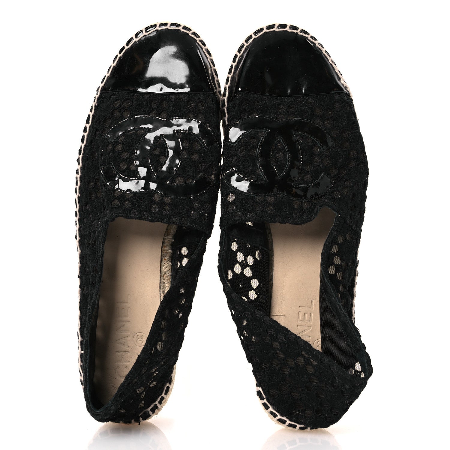 Chanel Lace Patent CC Espadrilles 40 Black 2 of 12