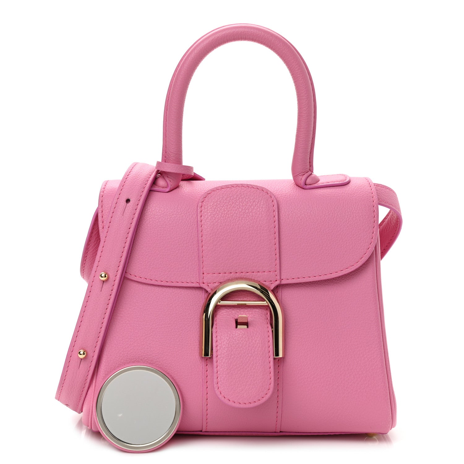 Delvaux Grained Calfskin Mini Brillant Satchel Flamingo 1139885