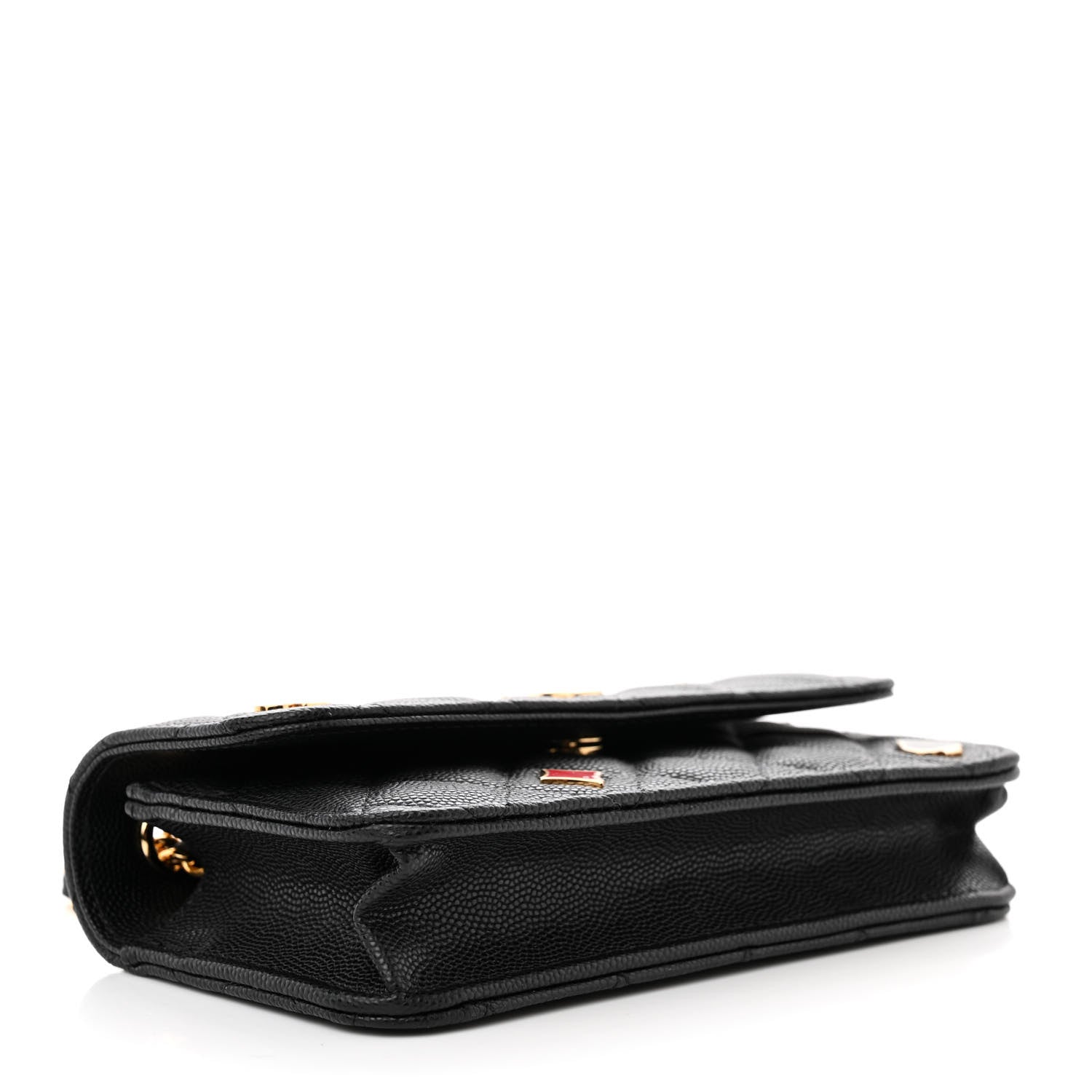 Chanel Caviar Quilted Enamel Coco Casino Flap Phone Holder With Chain Black 4 of 11