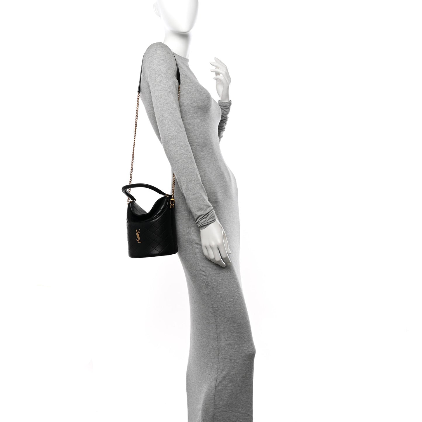 Lambskin Gabby Mini Bucket Bag Black