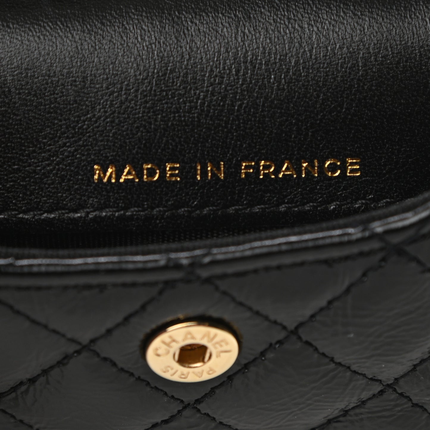Shiny Aged Calfskin Quilted Waist Belt Bag Black