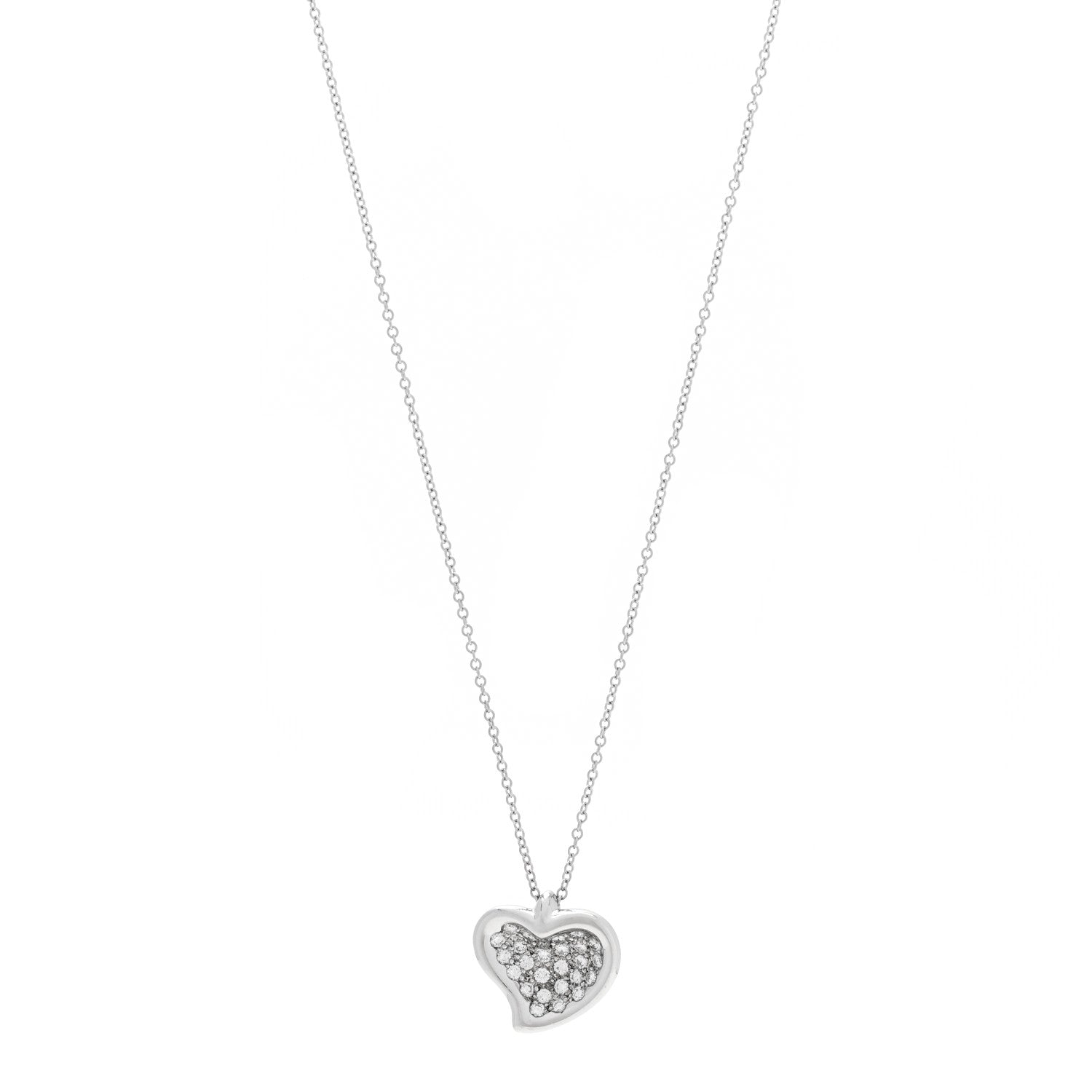 Tiffany Platinum Diamond Elsa Peretti Full Heart Pendant Necklace