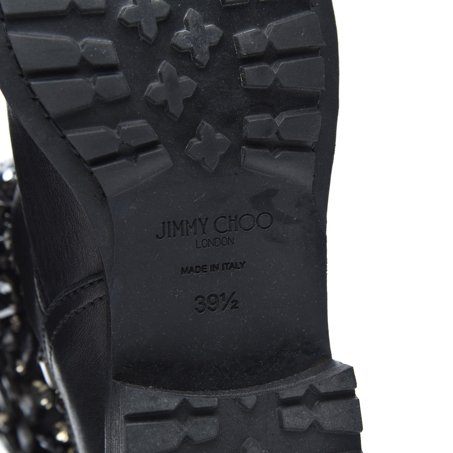 Calfskin Crystal Embellished Youth Biker Boots 39.5 Black