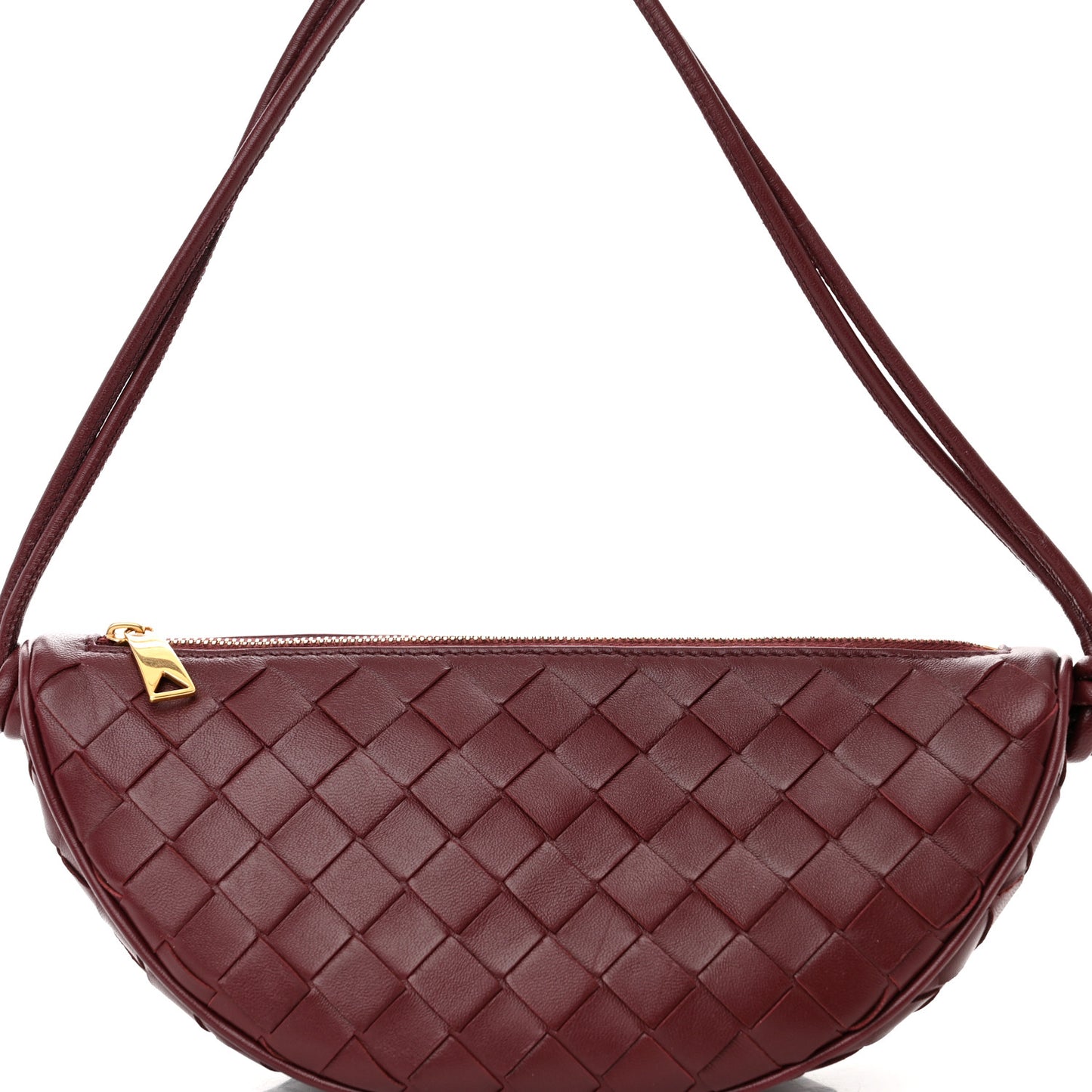 Nappa Intrecciato Half Moon Pouch On Strap Barolo