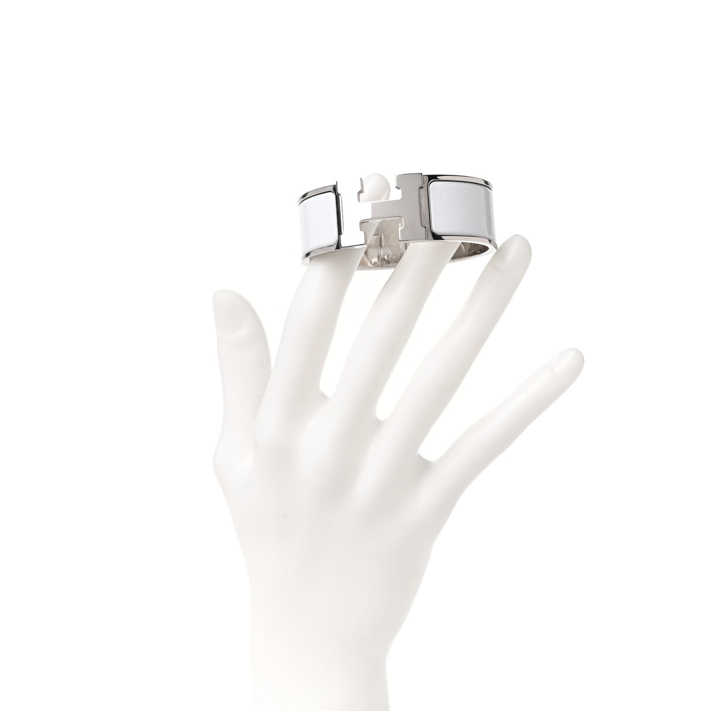 Enamel Wide Clic Clac H Bracelet PM White