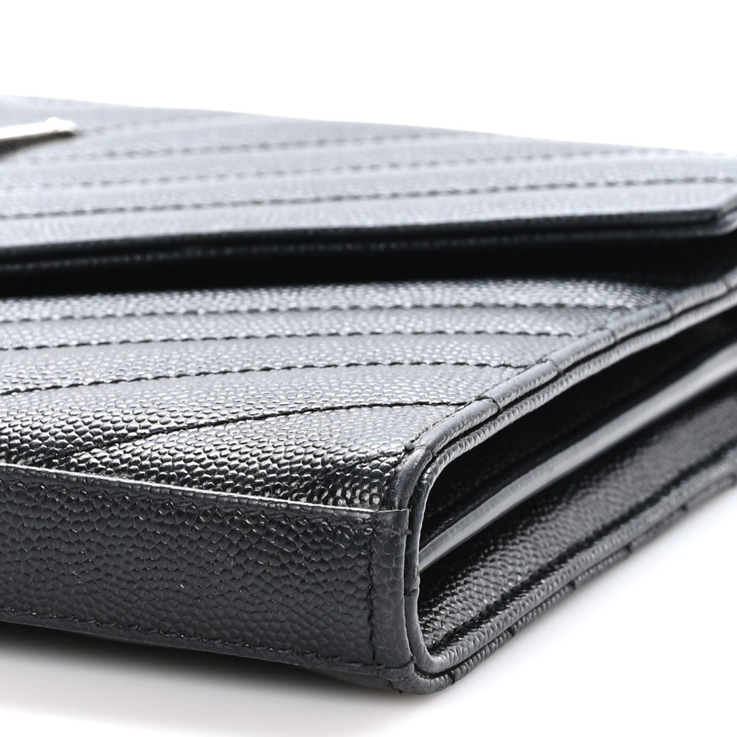 Grain De Poudre Matelasse Chevron Monogram Chain Wallet Black