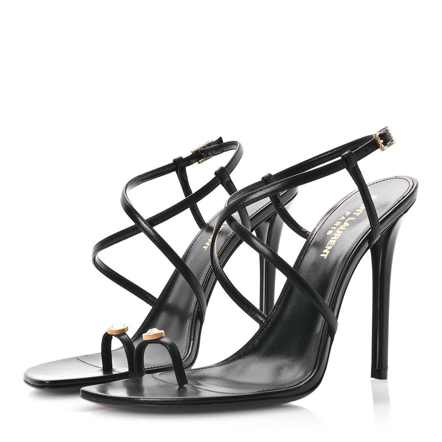 Saint Laurent Kid Egado Date 110 Sandals 37.5 Black 4 of 8
