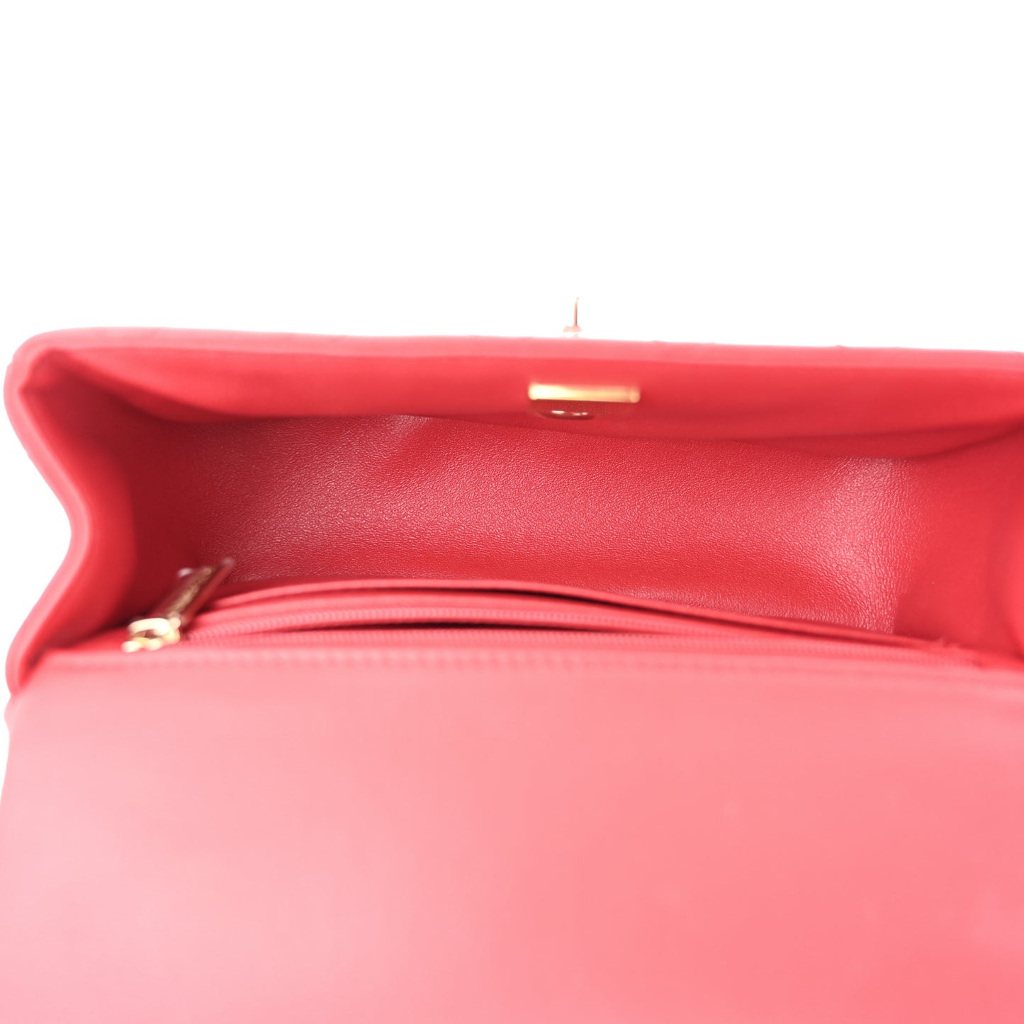 Lambskin Quilted Mini Top Handle Rectangular Flap Red